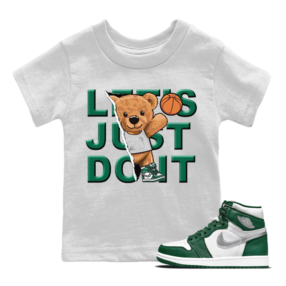 Jordan 1 Gorge Green Sneaker Matching T-Shirt Rip Out Bear Sneaker Tees Jordan 1 Gorge Green Sneaker Release Tees Kids Shirts