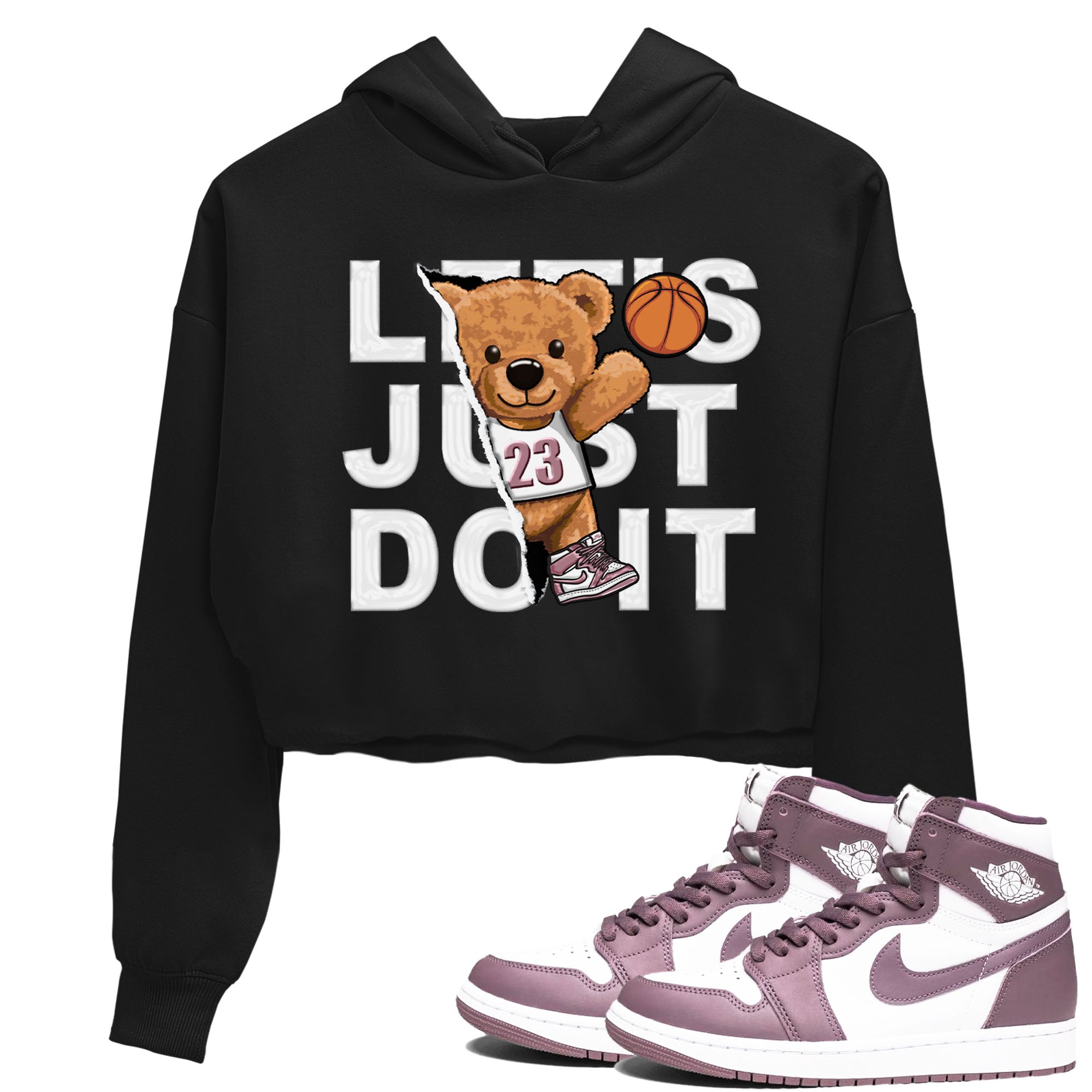 Air Jordan 1 Mauve shirt to match jordans Rip Out Bear sneaker tees AJ1 Mauve Drip Gear Zone Sneaker Matching Clothing Brand Black 1 Crop T-Shirt