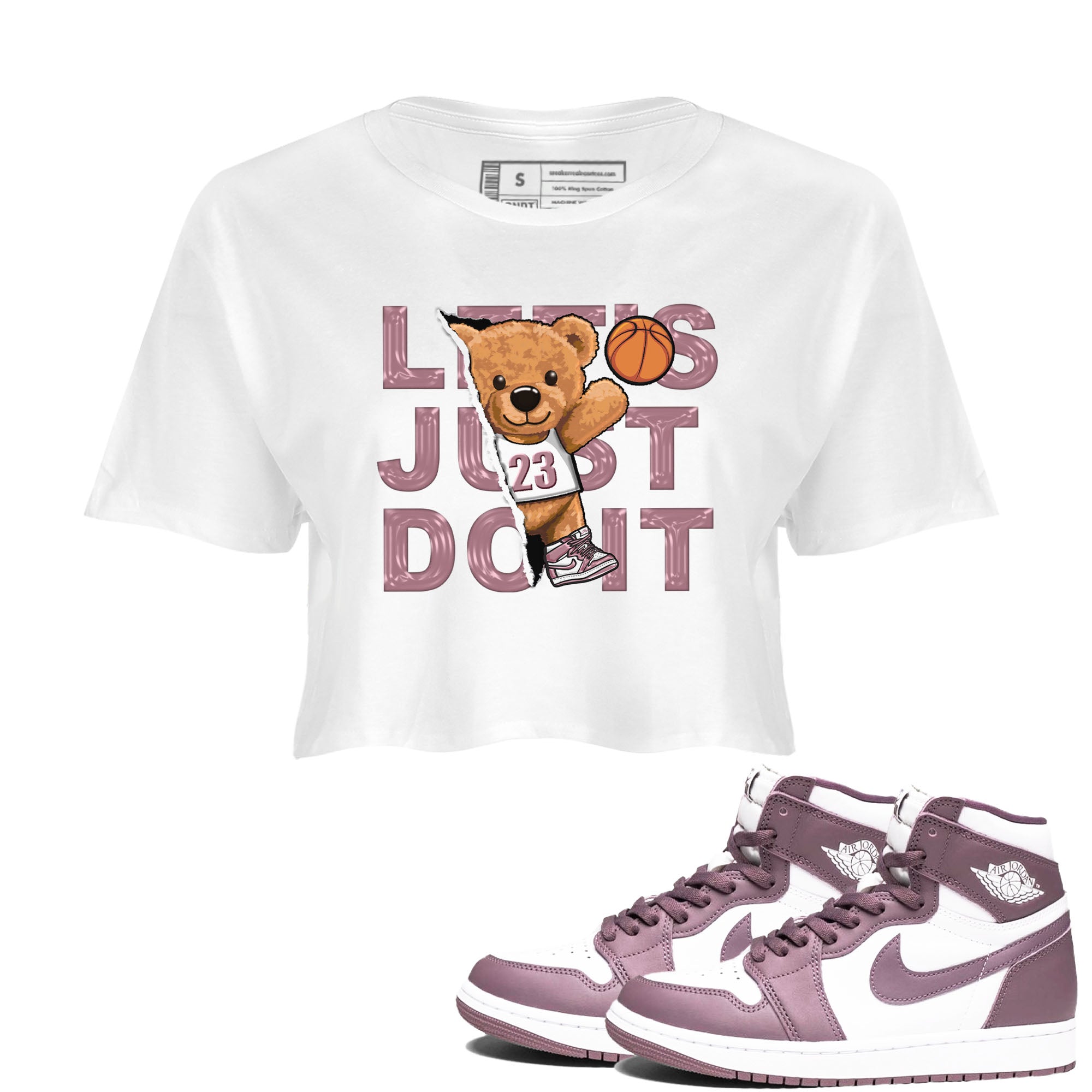 Air Jordan 1 Mauve shirt to match jordans Rip Out Bear sneaker tees AJ1 Mauve Drip Gear Zone Sneaker Matching Clothing Brand White 1 Crop T-Shirt