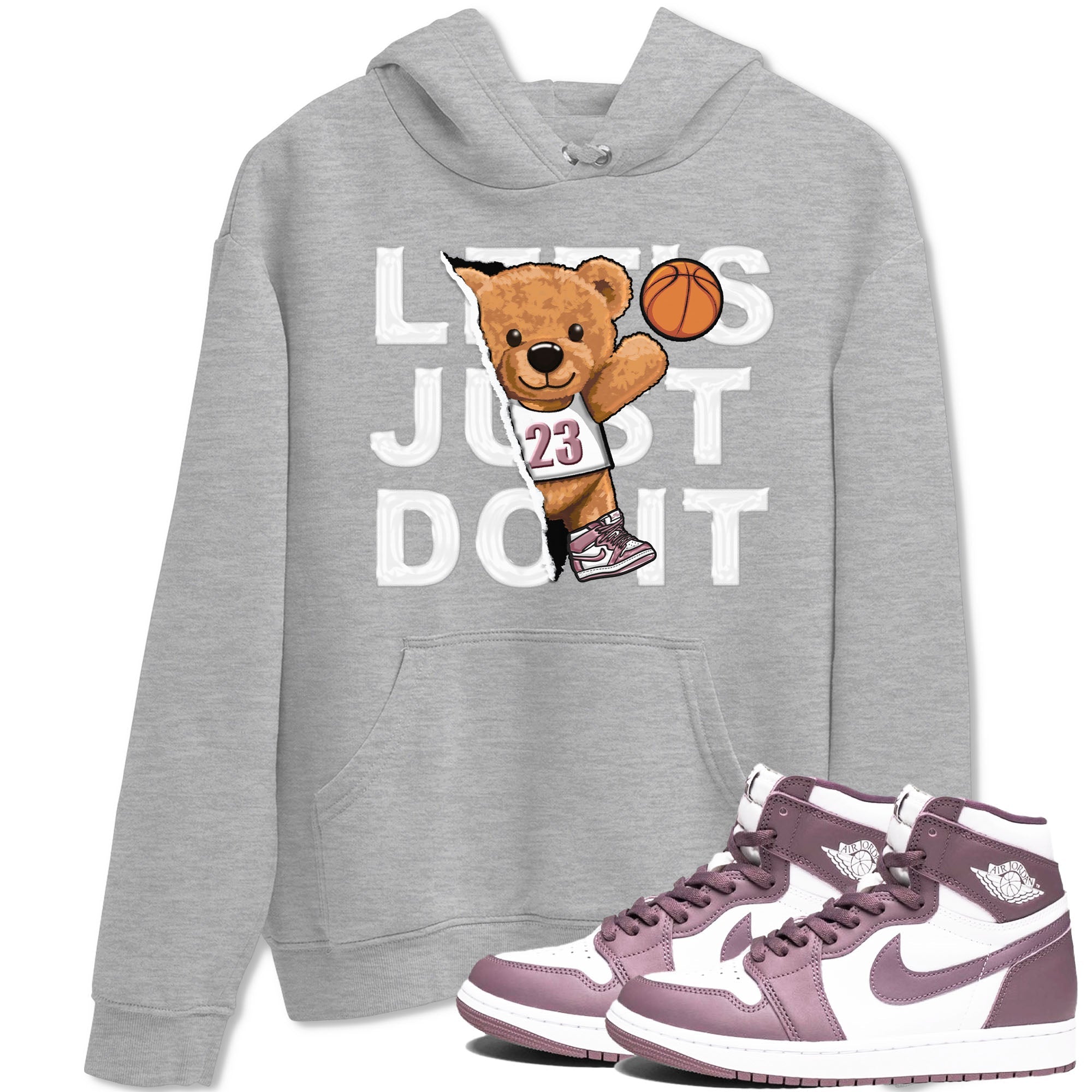 Air Jordan 1 Mauve shirt to match jordans Rip Out Bear sneaker tees AJ1 Mauve Drip Gear Zone Sneaker Matching Clothing Brand Unisex Sneaker Tee Heather Grey 1 T-Shirt