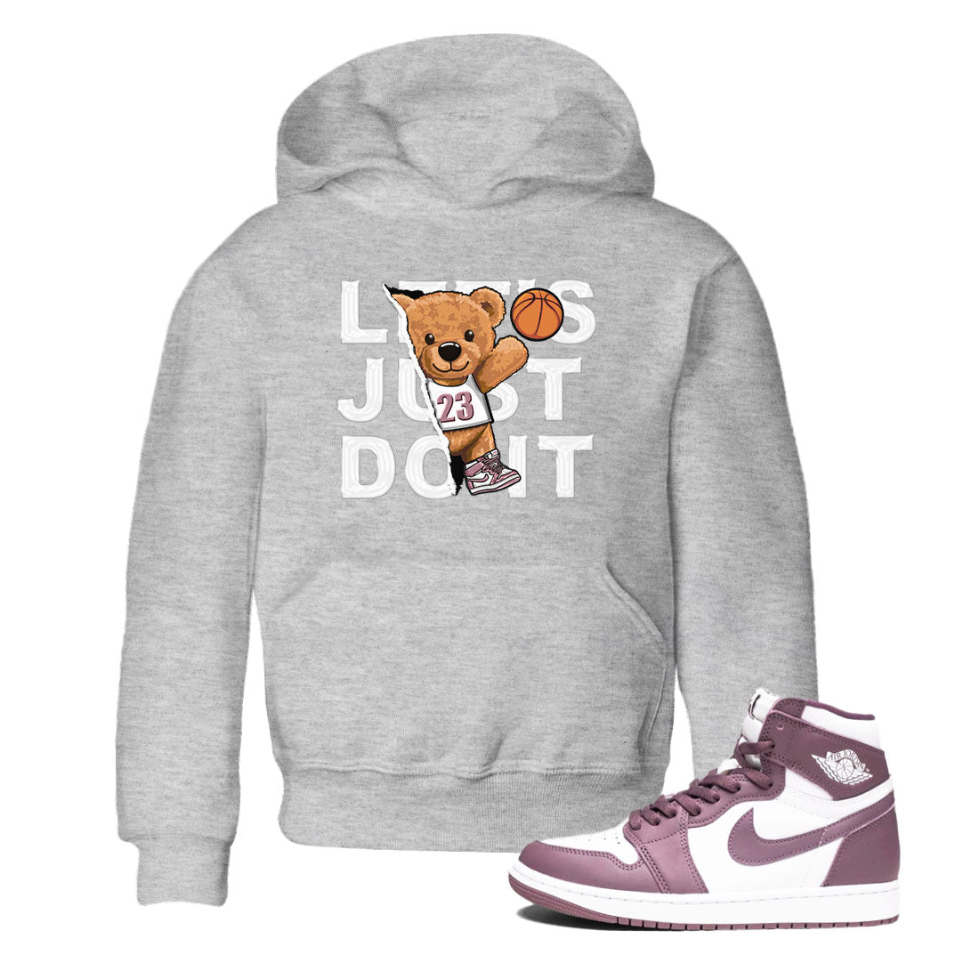 Air Jordan 1 Mauve shirt to match jordans Rip Out Bear sneaker tees AJ1 Mauve Drip Gear Zone Sneaker Matching Clothing Brand Baby Toddler Heather Grey 1 T-Shirt
