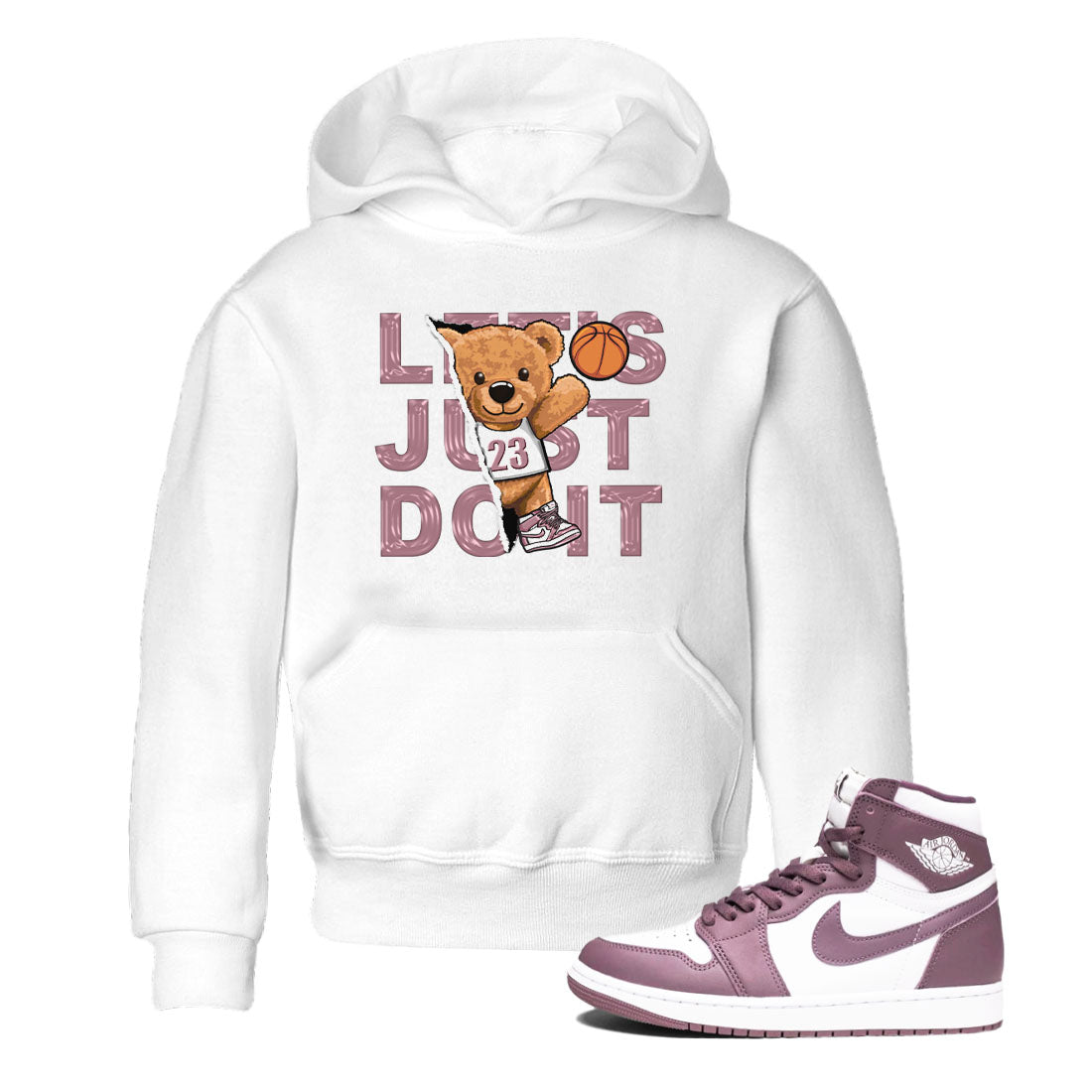 Air Jordan 1 Mauve shirt to match jordans Rip Out Bear sneaker tees AJ1 Mauve Drip Gear Zone Sneaker Matching Clothing Brand Baby Toddler White 1 T-Shirt