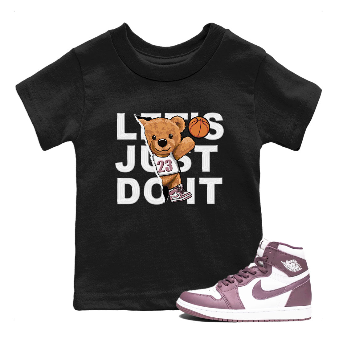 Air Jordan 1 Mauve shirt to match jordans Rip Out Bear sneaker tees AJ1 Mauve Drip Gear Zone Sneaker Matching Clothing Brand Baby Toddler Black 1 T-Shirt