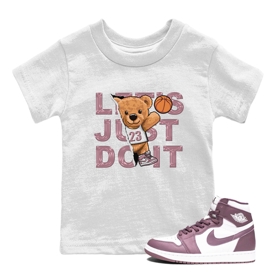 Air Jordan 1 Mauve shirt to match jordans Rip Out Bear sneaker tees AJ1 Mauve Drip Gear Zone Sneaker Matching Clothing Brand Baby Toddler White 1 T-Shirt