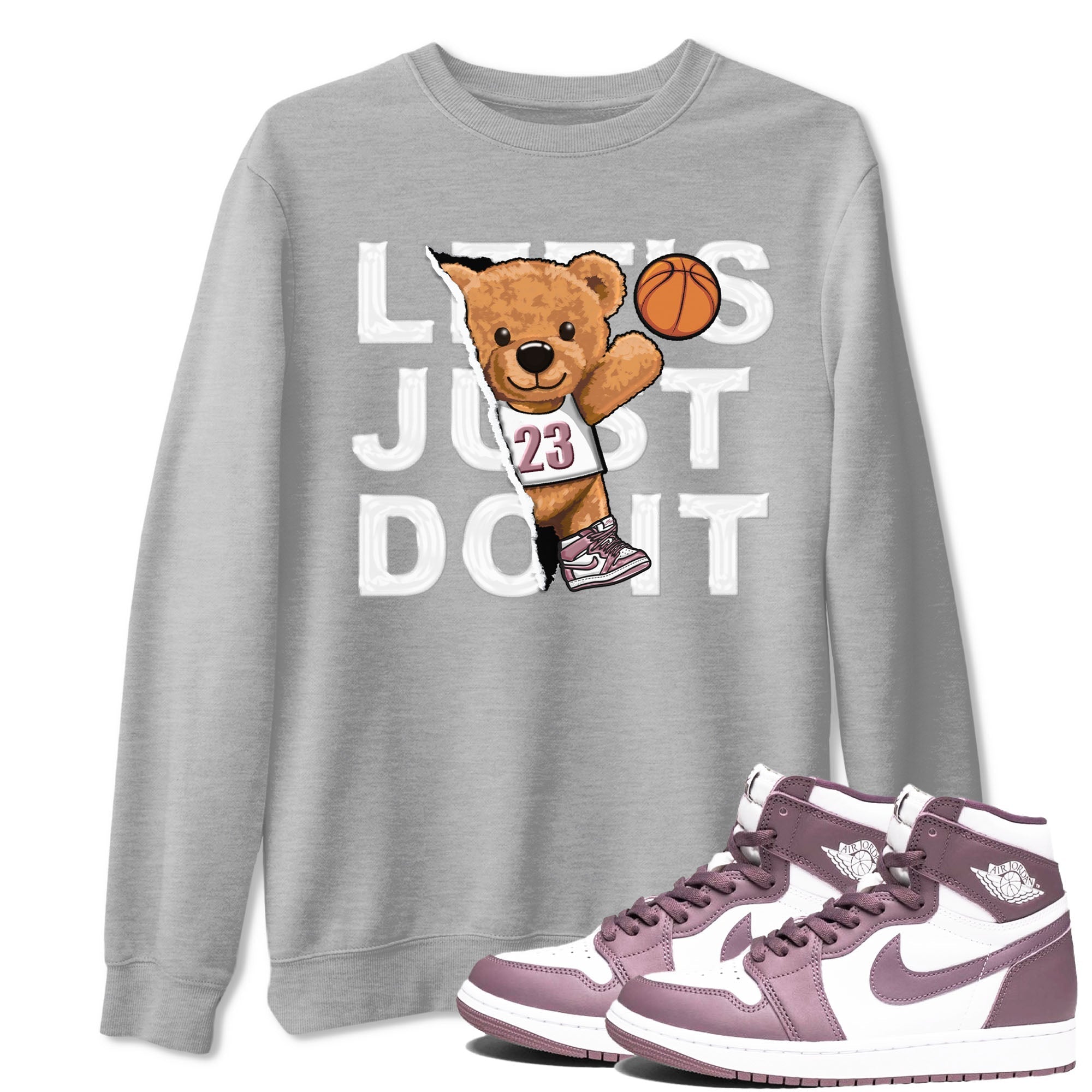 Air Jordan 1 Mauve shirt to match jordans Rip Out Bear sneaker tees AJ1 Mauve Drip Gear Zone Sneaker Matching Clothing Brand Unisex Sneaker Tee Heather Grey 1 T-Shirt