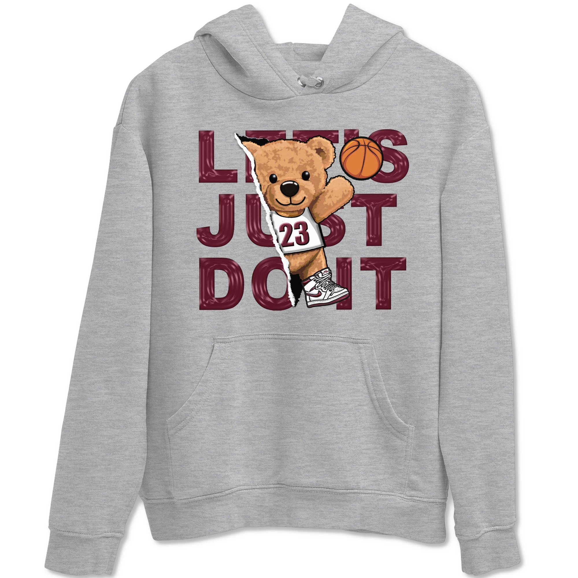 AJ1 Metalic Burgundy shirt to match jordans Rip Out Bear sneaker tees Air Jordan 1 Metalic Burgundy Drip Gear Zone unisex cotton Heather Grey 2 crew neck shirt