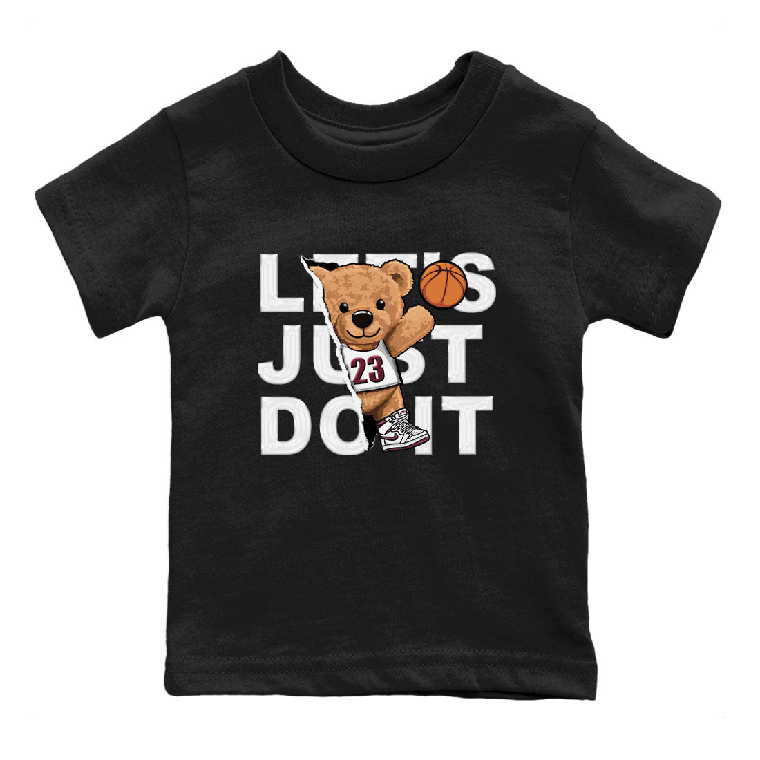 AJ1 Metalic Burgundy shirt to match jordans Rip Out Bear sneaker tees Air Jordan 1 Metalic Burgundy Drip Gear Zone baby toddler Black 2 cotton Shirt