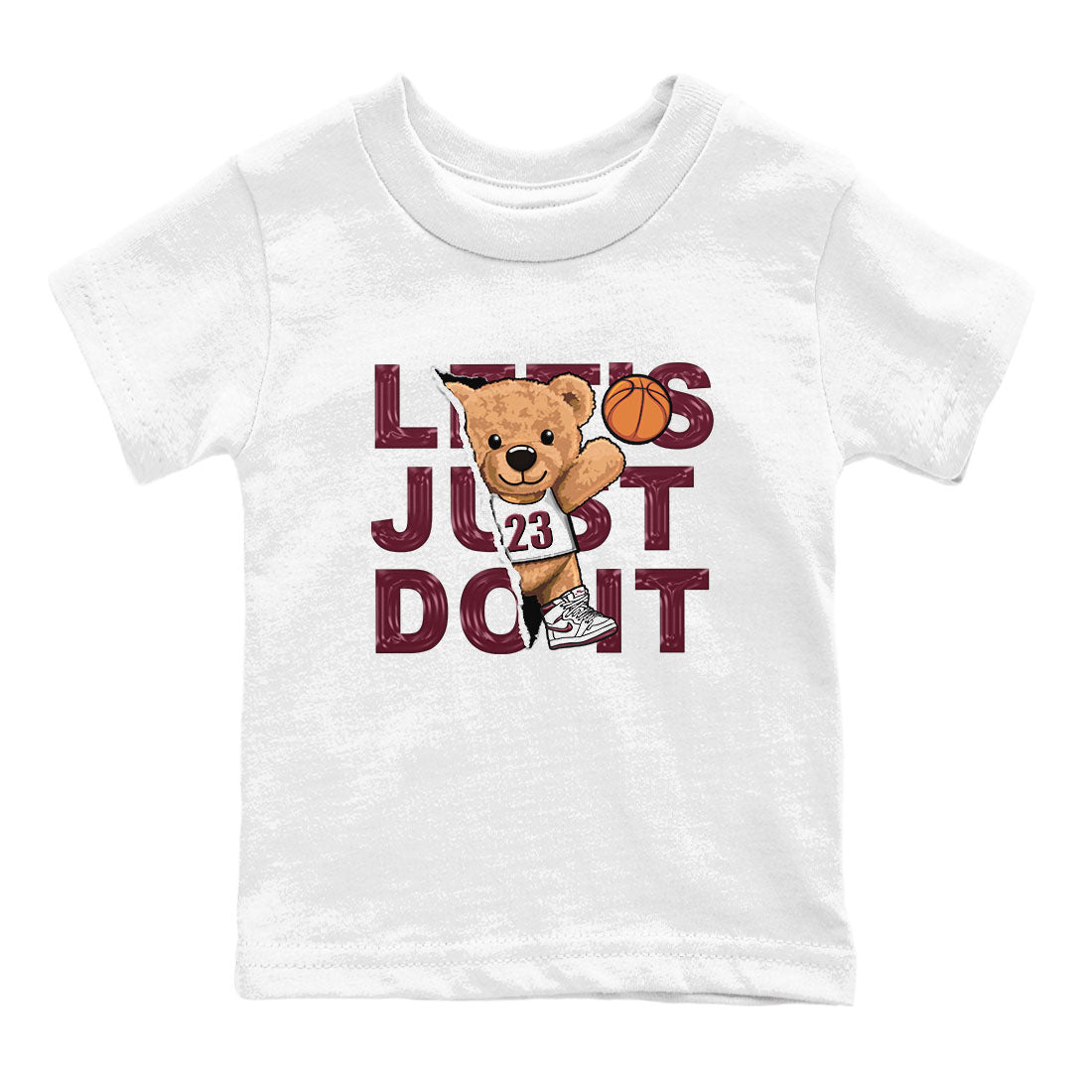 AJ1 Metalic Burgundy shirt to match jordans Rip Out Bear sneaker tees Air Jordan 1 Metalic Burgundy Drip Gear Zone baby toddler White 2 cotton Shirt