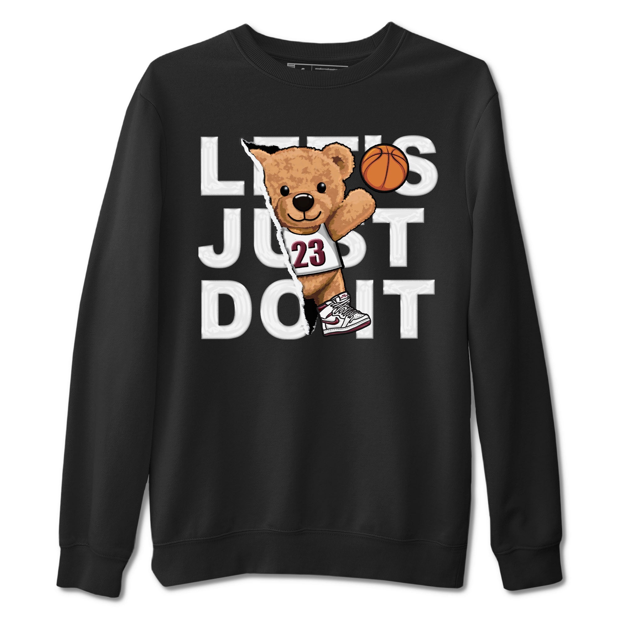 AJ1 Metalic Burgundy shirt to match jordans Rip Out Bear sneaker tees Air Jordan 1 Metalic Burgundy Drip Gear Zone unisex cotton Black 2 crew neck shirt