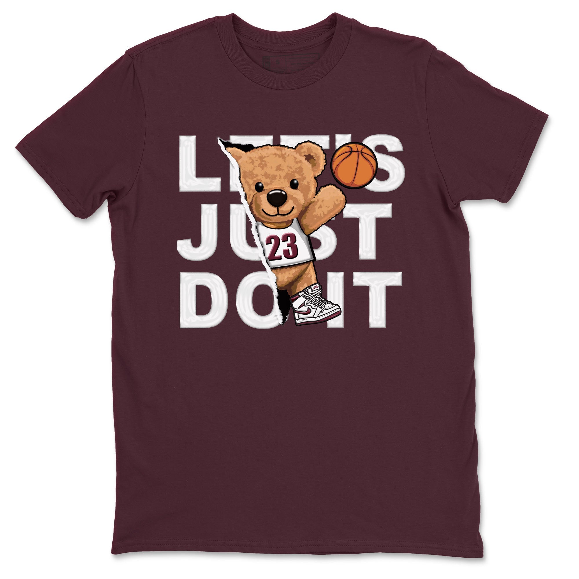 AJ1 Metalic Burgundy shirt to match jordans Rip Out Bear sneaker tees Air Jordan 1 Metalic Burgundy Drip Gear Zone unisex cotton Maroon 2 crew neck shirt