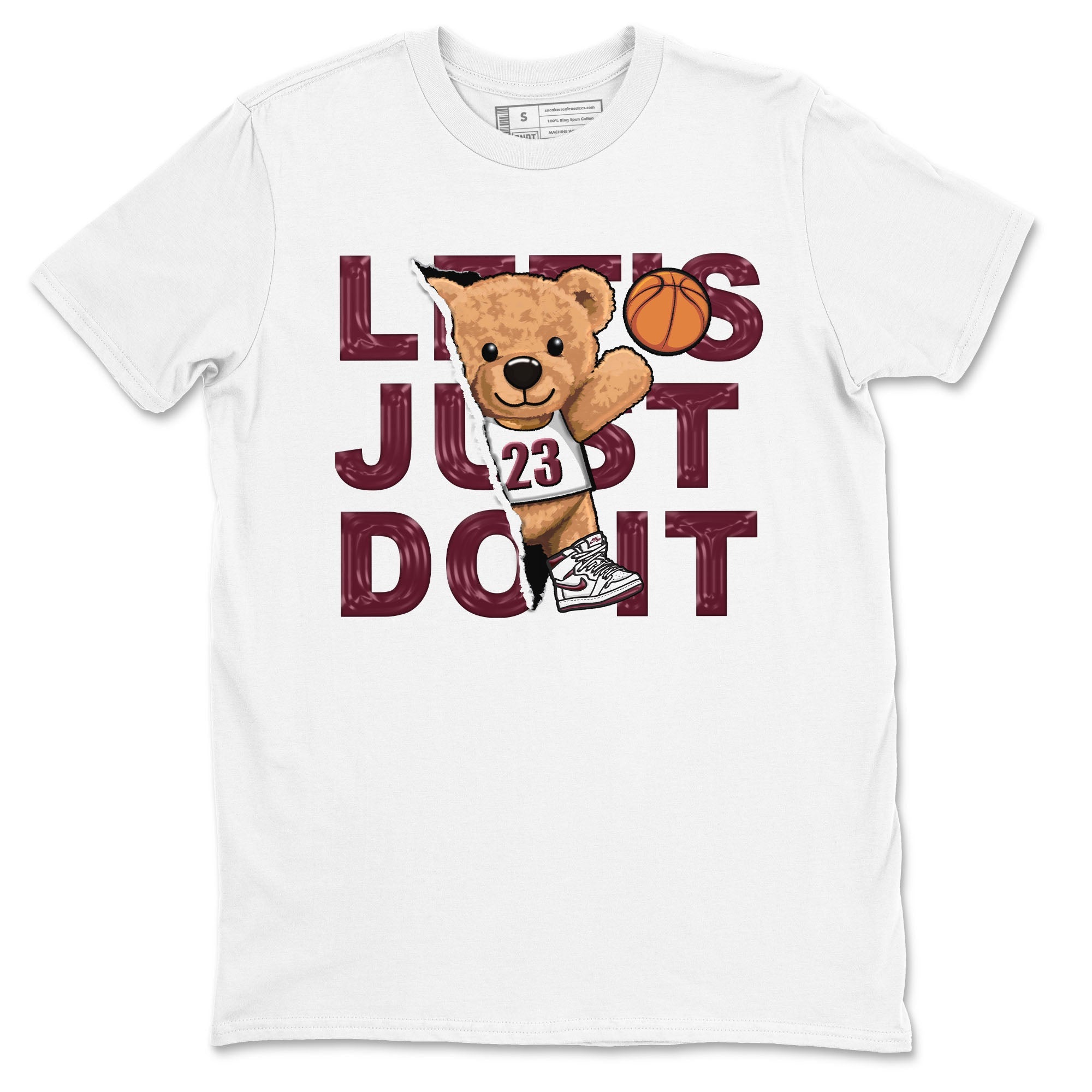 AJ1 Metalic Burgundy shirt to match jordans Rip Out Bear sneaker tees Air Jordan 1 Metalic Burgundy Drip Gear Zone unisex cotton White 2 crew neck shirt
