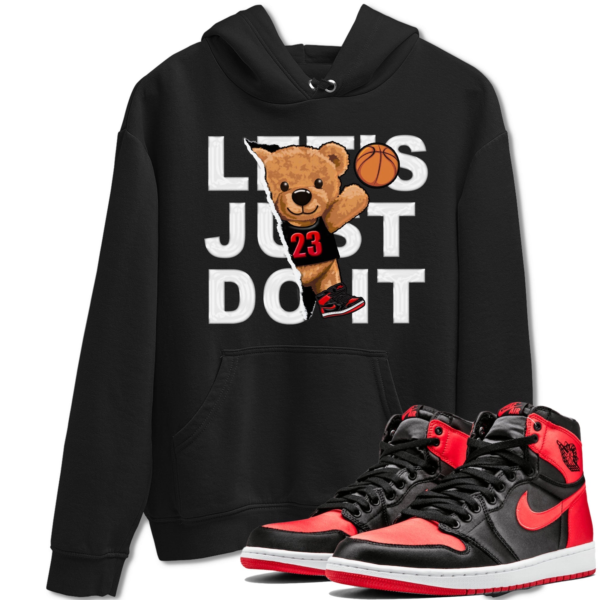 Air Jordan 1 Satin Bred shirt to match jordans Rip Out Bear sneaker tees AJ1 Retro Satin Bred Drip Gear Zone Sneaker Matching Clothing Brand Unisex Sneaker Tee Black 1 T-Shirt