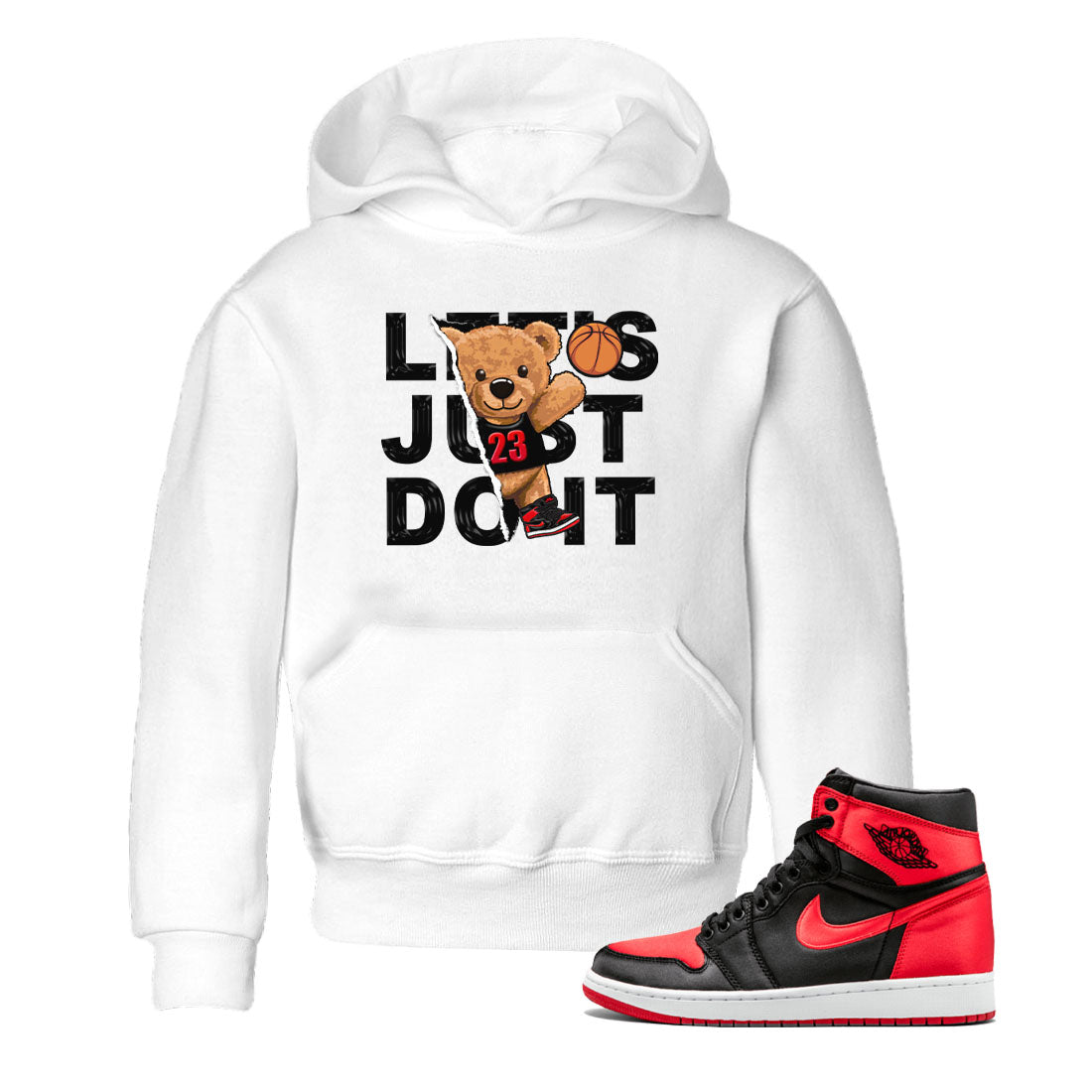 Air Jordan 1 Satin Bred shirt to match jordans Rip Out Bear sneaker tees AJ1 Retro Satin Bred Drip Gear Zone Sneaker Matching Clothing Brand Baby Toddler White 1 T-Shirt