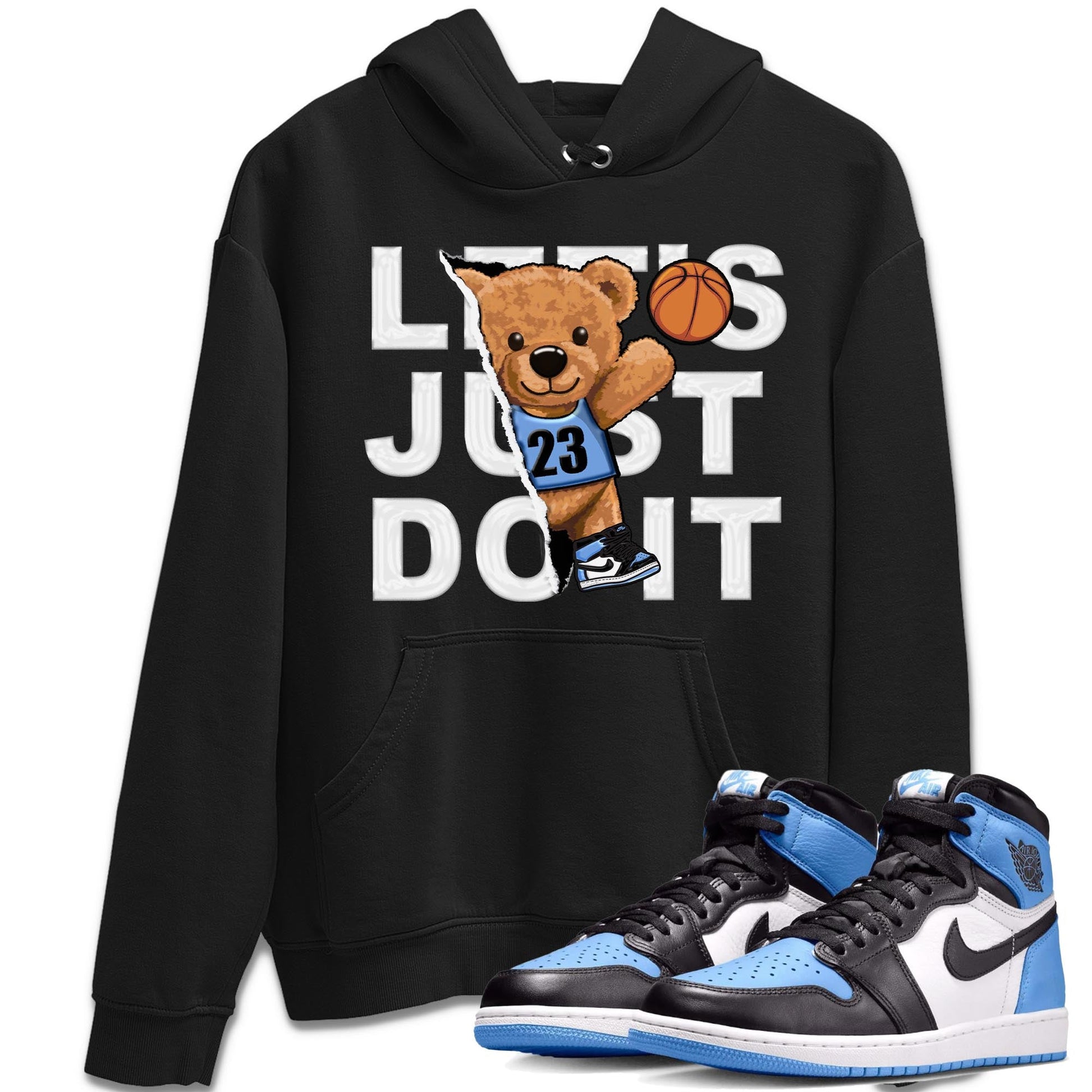 Air Jordan 1 Retro High OG University Blue shirt to match jordans Rip Out Bear Streetwear Sneaker Shirt Air Jordan 1 UNC Toe Drip Gear Zone Sneaker Matching Clothing Unisex Black 1 T-Shirt