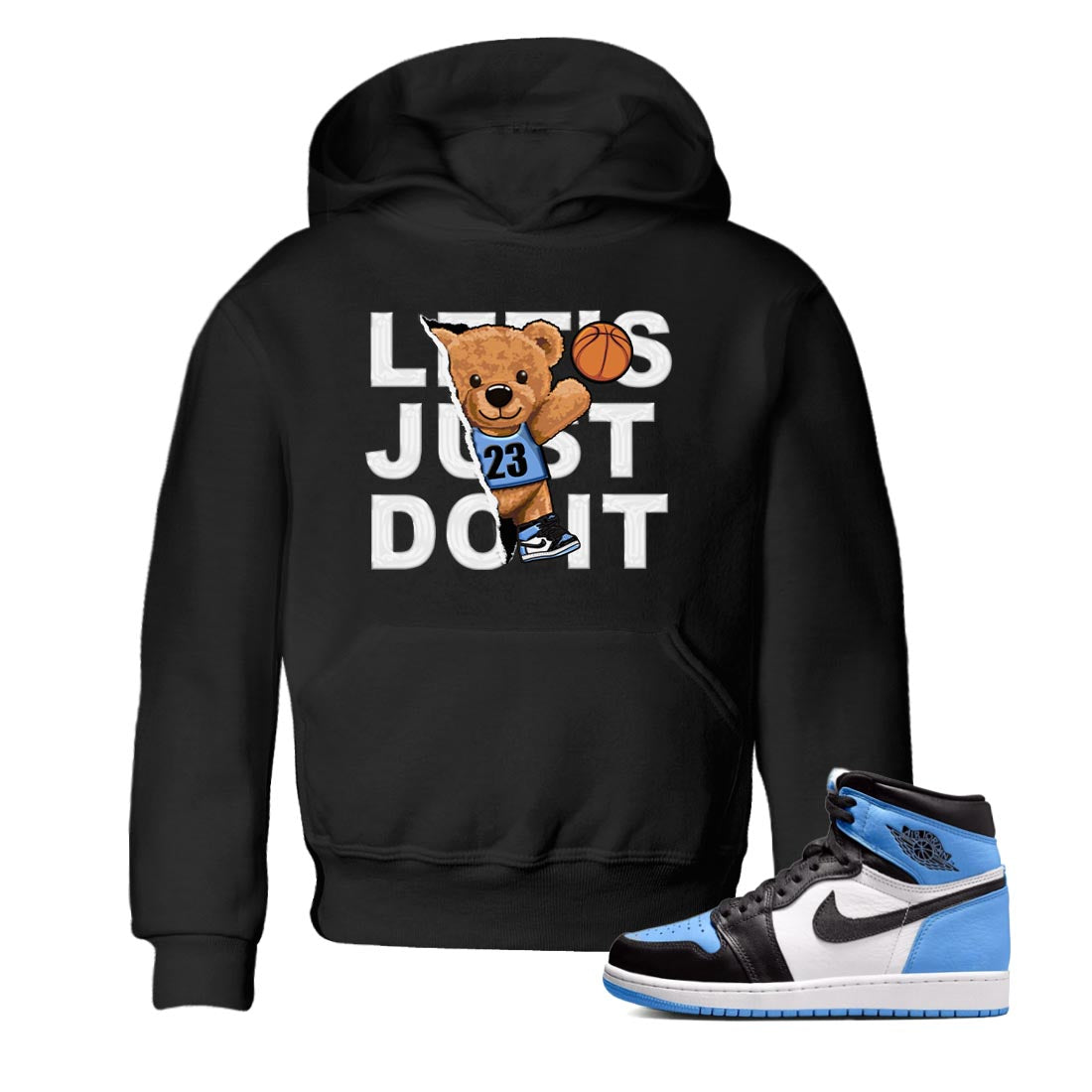 Air Jordan 1 Retro High OG University Blue shirt to match jordans Rip Out Bear Streetwear Sneaker Shirt Air Jordan 1 UNC Toe Drip Gear Zone Sneaker Matching Clothing Baby Toddler Black 1 T-Shirt