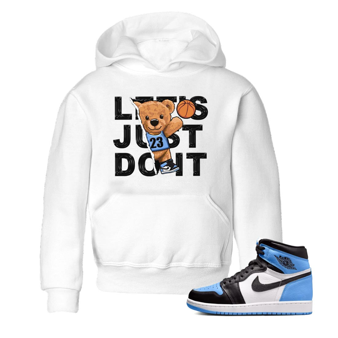 Air Jordan 1 Retro High OG University Blue shirt to match jordans Rip Out Bear Streetwear Sneaker Shirt Air Jordan 1 UNC Toe Drip Gear Zone Sneaker Matching Clothing Baby Toddler White 1 T-Shirt