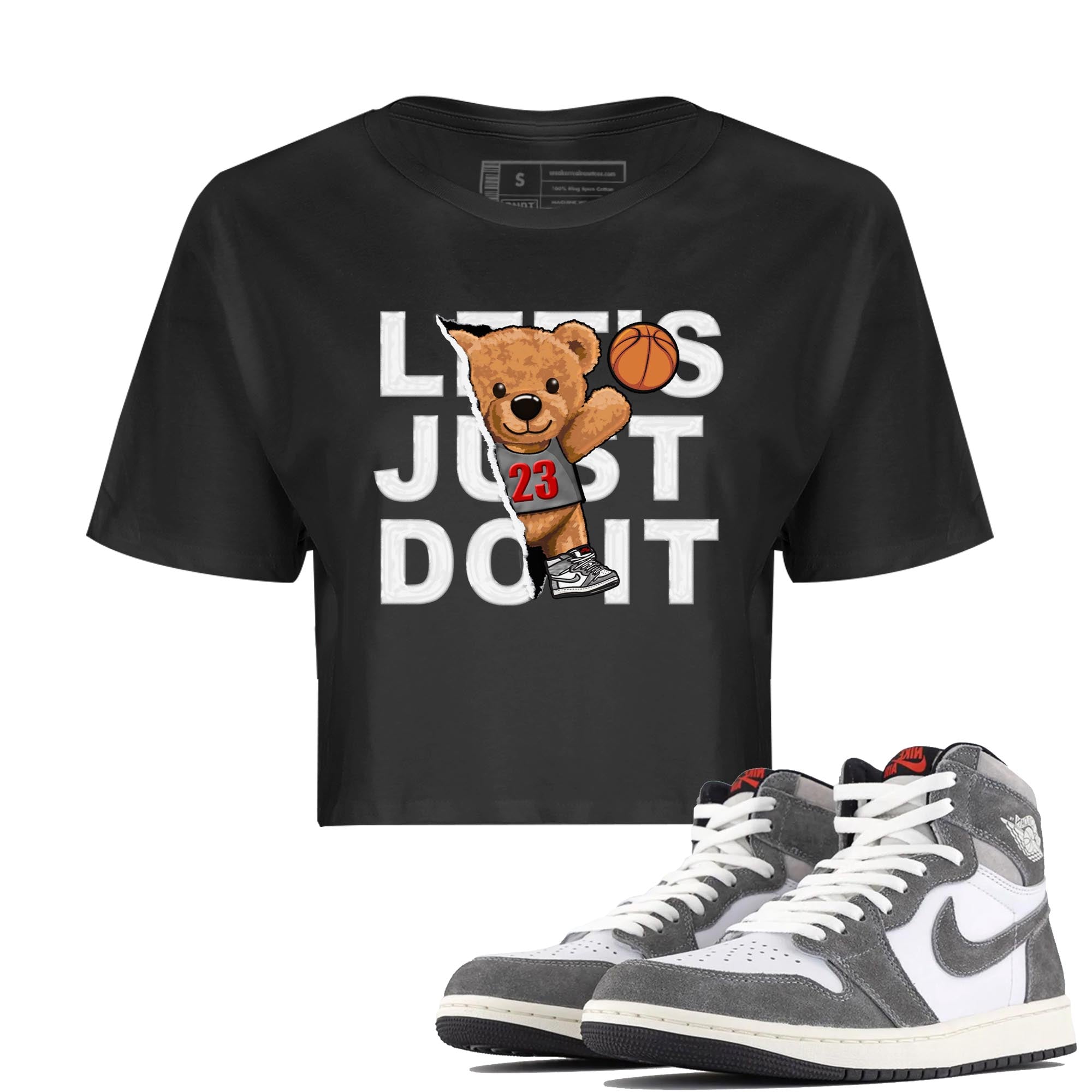 1s High OG Washed Heritage Sneaker Match Tees Rip Out Bear Streetwear Sneaker Shirt Air Jordan 1 Washed Heritage Sneaker Release Tees Women's Shirts Black 1