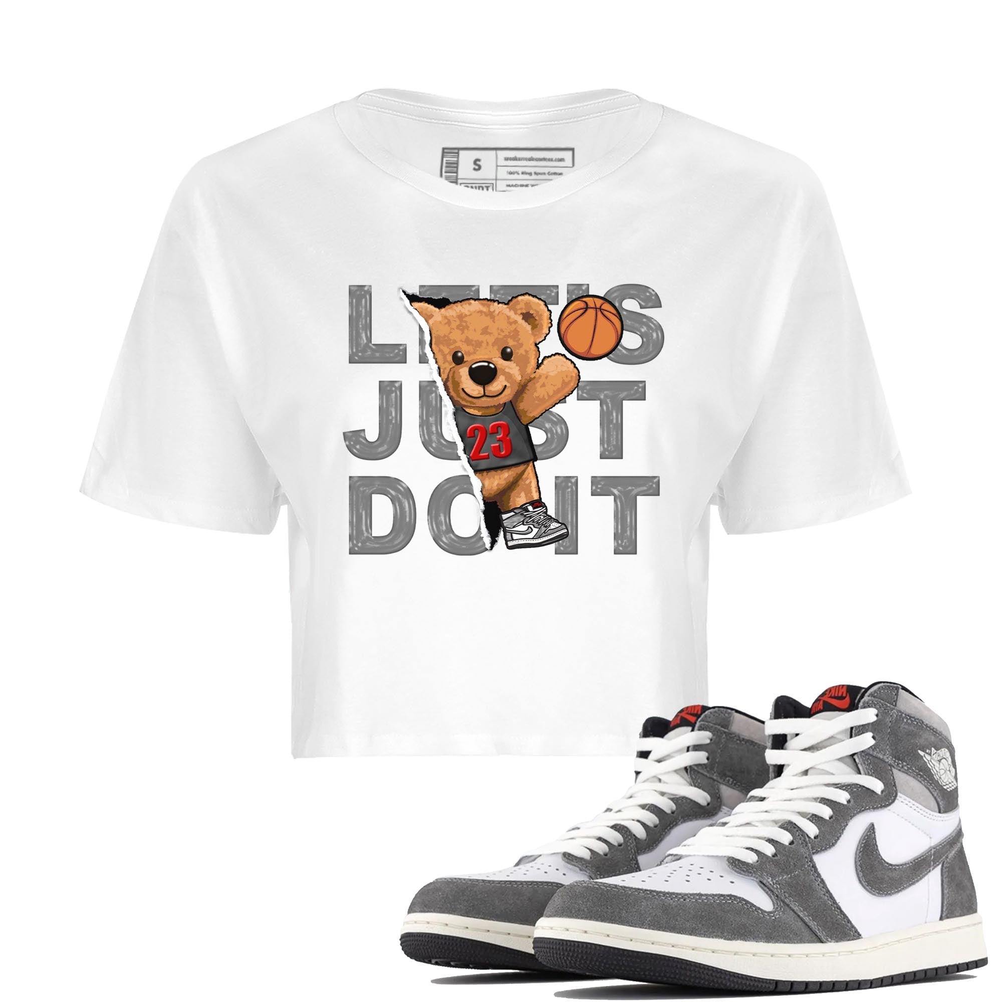 1s High OG Washed Heritage Sneaker Match Tees Rip Out Bear Streetwear Sneaker Shirt Air Jordan 1 Washed Heritage Sneaker Release Tees Women's Shirts White 1