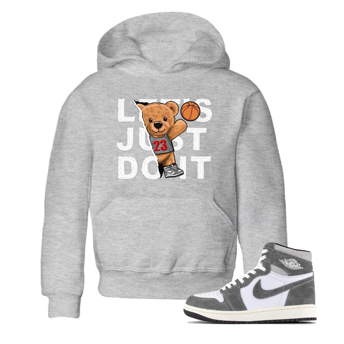 1s High OG Washed Heritage Sneaker Match Tees Rip Out Bear Streetwear Sneaker Shirt Air Jordan 1 Washed Heritage Sneaker Release Tees Kids Shirts Heather Grey 1