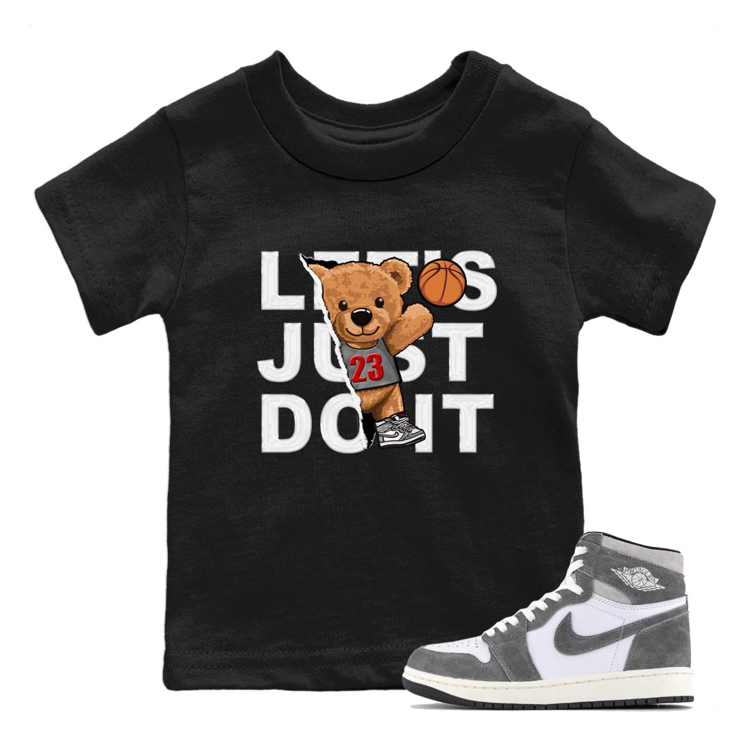 1s High OG Washed Heritage Sneaker Match Tees Rip Out Bear Streetwear Sneaker Shirt Air Jordan 1 Washed Heritage Sneaker Release Tees Kids Shirts Black 1