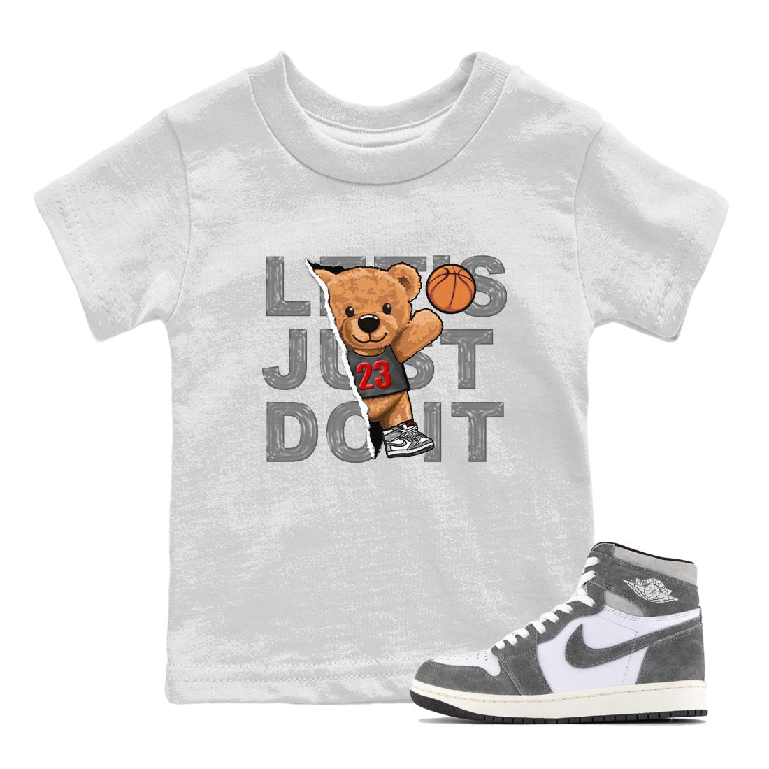 1s High OG Washed Heritage Sneaker Match Tees Rip Out Bear Streetwear Sneaker Shirt Air Jordan 1 Washed Heritage Sneaker Release Tees Kids Shirts White 1