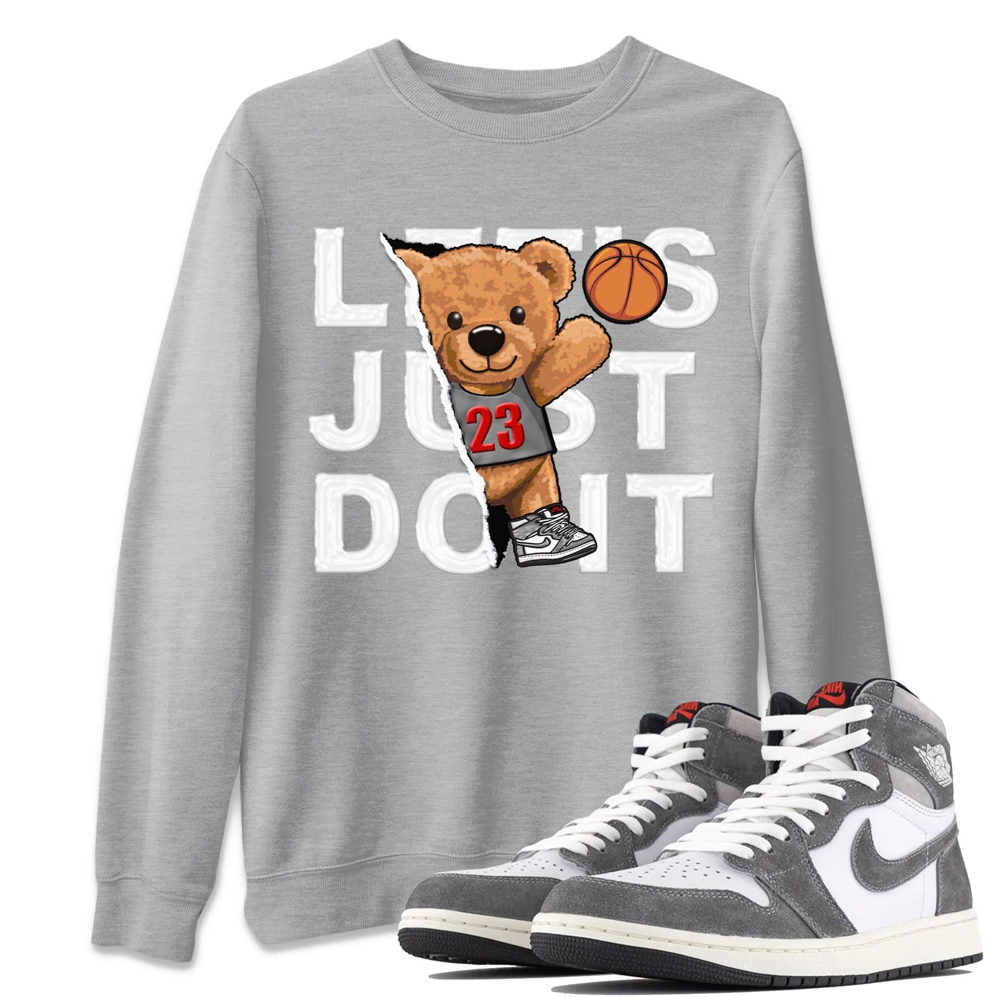 1s High OG Washed Heritage Sneaker Match Tees Rip Out Bear Streetwear Sneaker Shirt Air Jordan 1 Washed Heritage Sneaker Release Tees Unisex Shirts Heather Grey 1