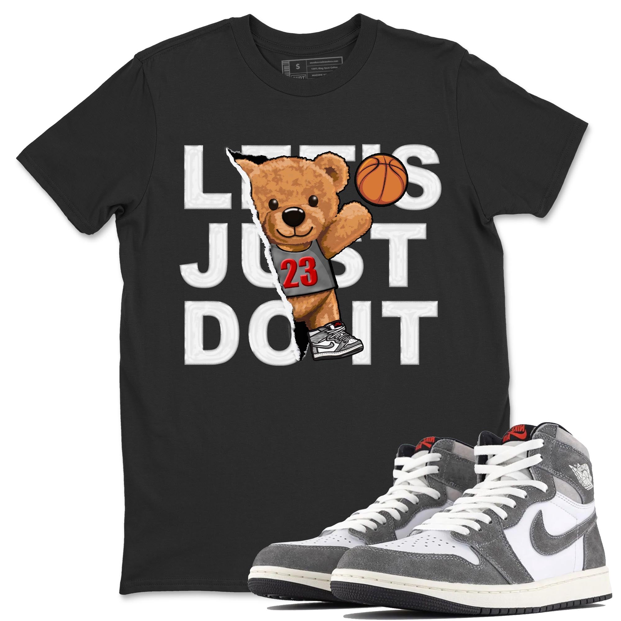 1s High OG Washed Heritage Sneaker Match Tees Rip Out Bear Streetwear Sneaker Shirt Air Jordan 1 Washed Heritage Sneaker Release Tees Unisex Shirts Black 1