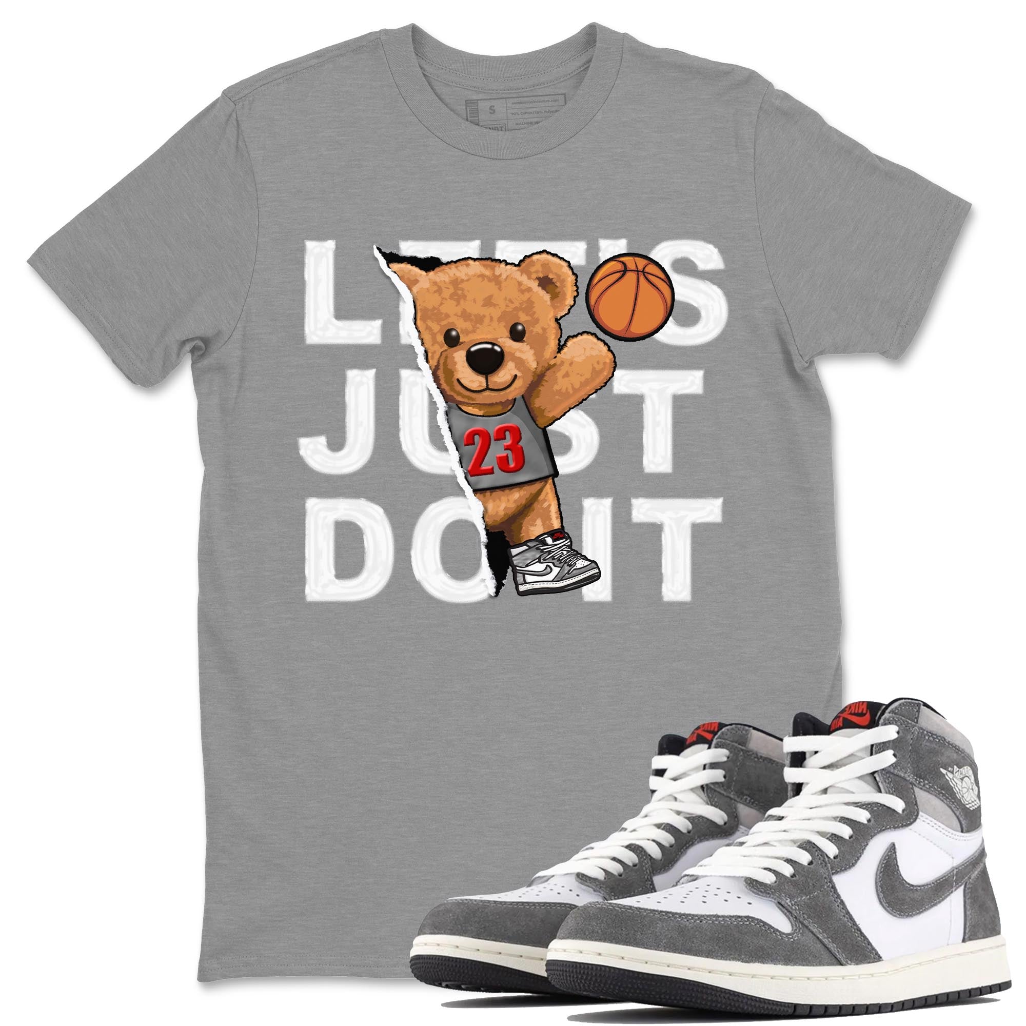1s High OG Washed Heritage Sneaker Match Tees Rip Out Bear Streetwear Sneaker Shirt Air Jordan 1 Washed Heritage Sneaker Release Tees Unisex Shirts Heather Grey 1