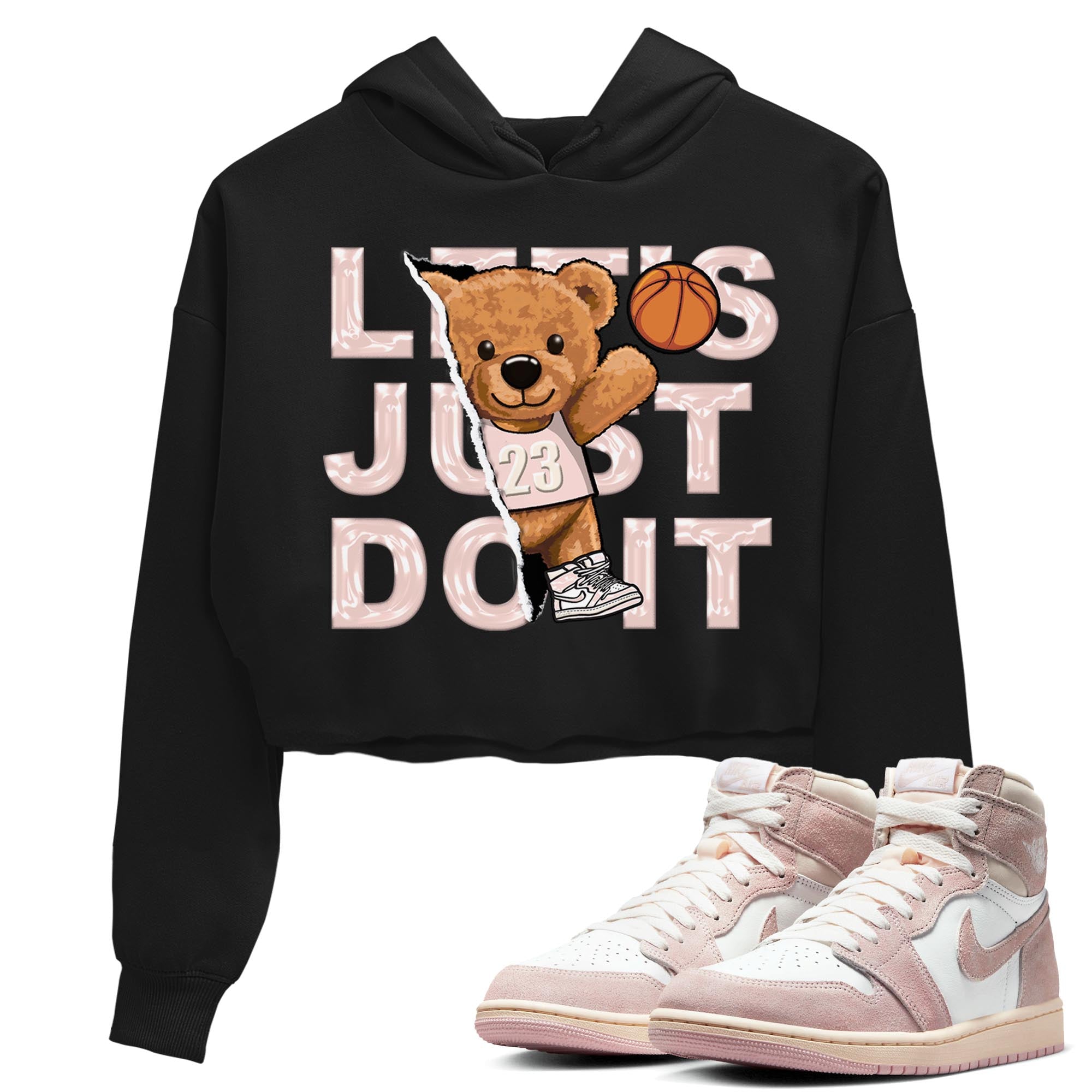 Air Jordan 1 Washed Pink Sneaker Match Tees Rip Out Bear Streetwear Sneaker Shirt AJ1 Washed Pink Sneaker Release Tees Women's Shirts Black 1