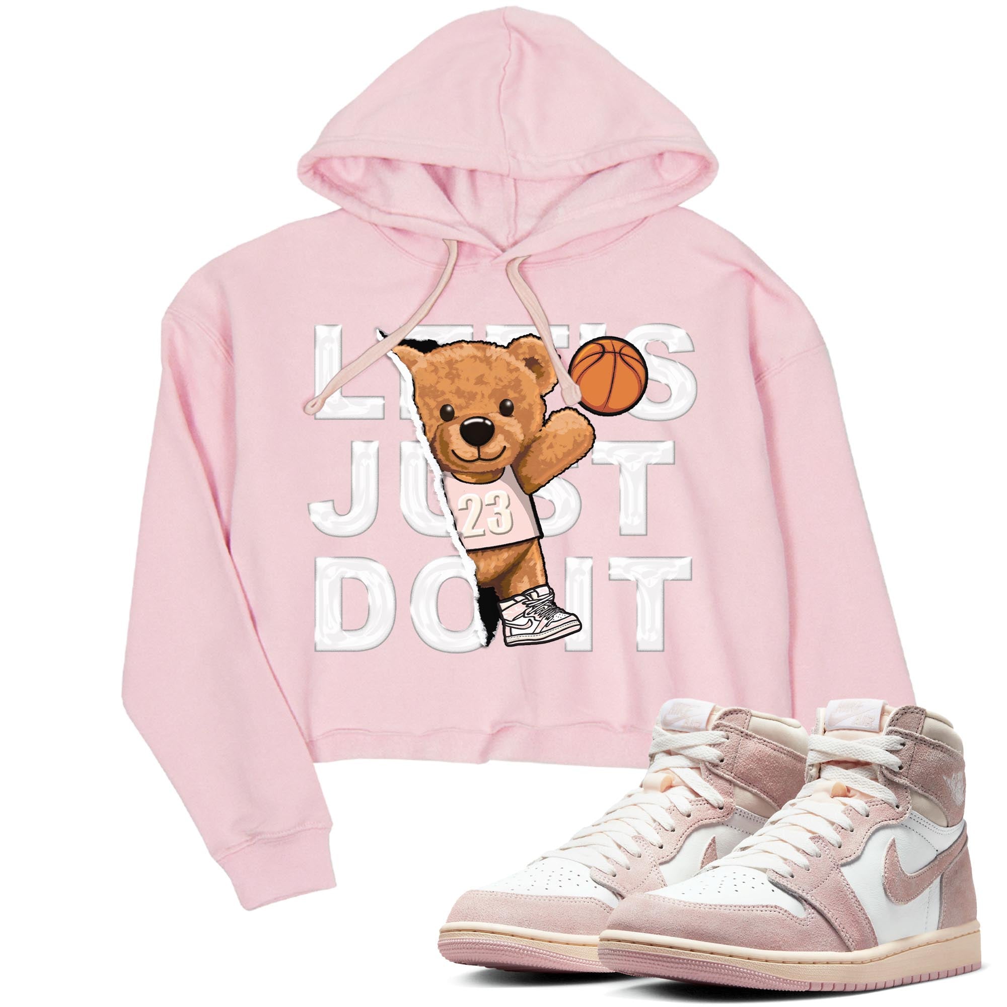 Air Jordan 1 Washed Pink Sneaker Match Tees Rip Out Bear Streetwear Sneaker Shirt AJ1 Washed Pink Sneaker Release Tees Women's Shirts Pink 1