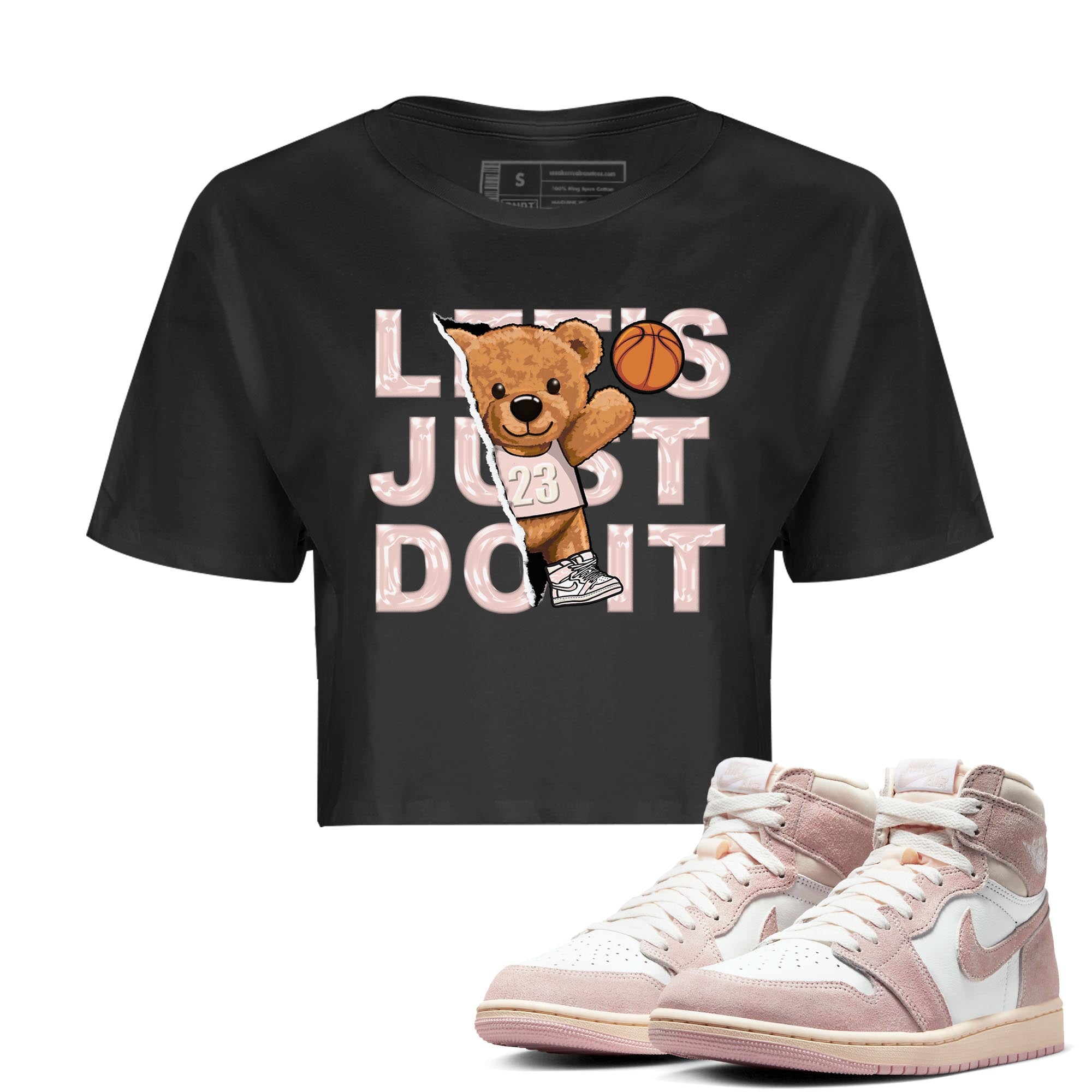 Air Jordan 1 Washed Pink Rip Out Bear WMNS Cotton Sneaker Hoodie Air Jordan 1 Washed Pink Sneaker Crop Hoodie Size Chart