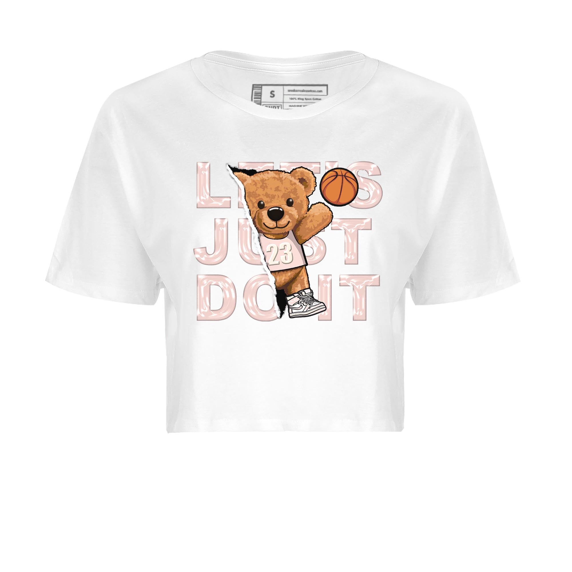 Air Jordan 1 Washed Pink Sneaker Match Tees Rip Out Bear Streetwear Sneaker Shirt AJ1 Washed Pink Sneaker Release Tees Women's Shirts White 2
