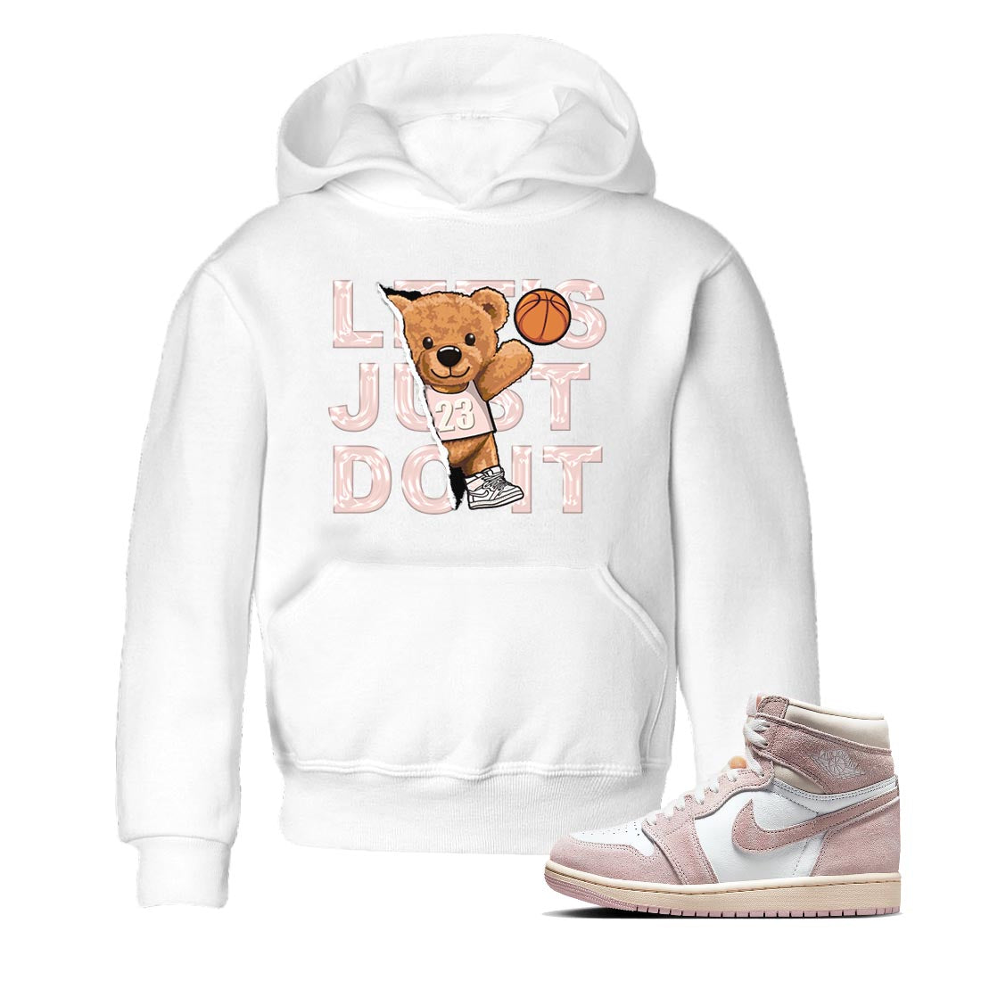 Air Jordan 1 Washed Pink Sneaker Match Tees Rip Out Bear Streetwear Sneaker Shirt AJ1 Washed Pink Sneaker Release Tees Kids Shirts White 1