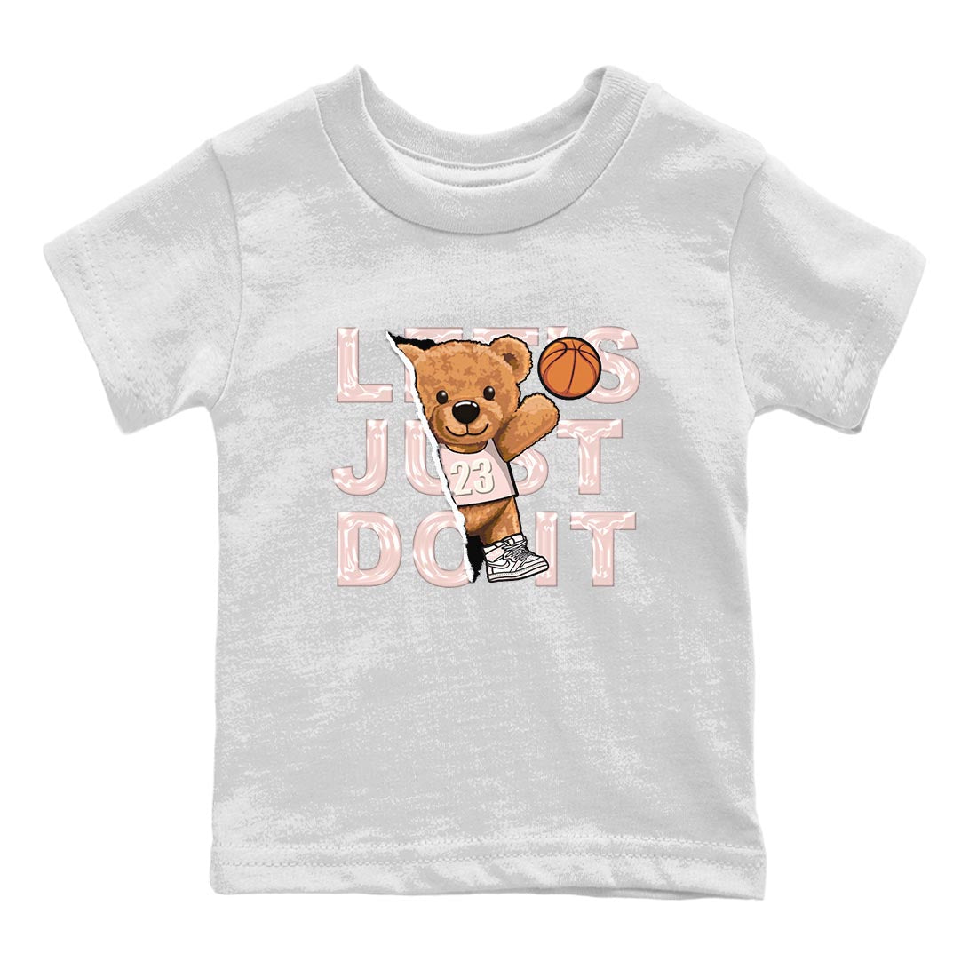 Air Jordan 1 Washed Pink Sneaker Match Tees Rip Out Bear Streetwear Sneaker Shirt AJ1 Washed Pink Sneaker Release Tees Kids Shirts White 2