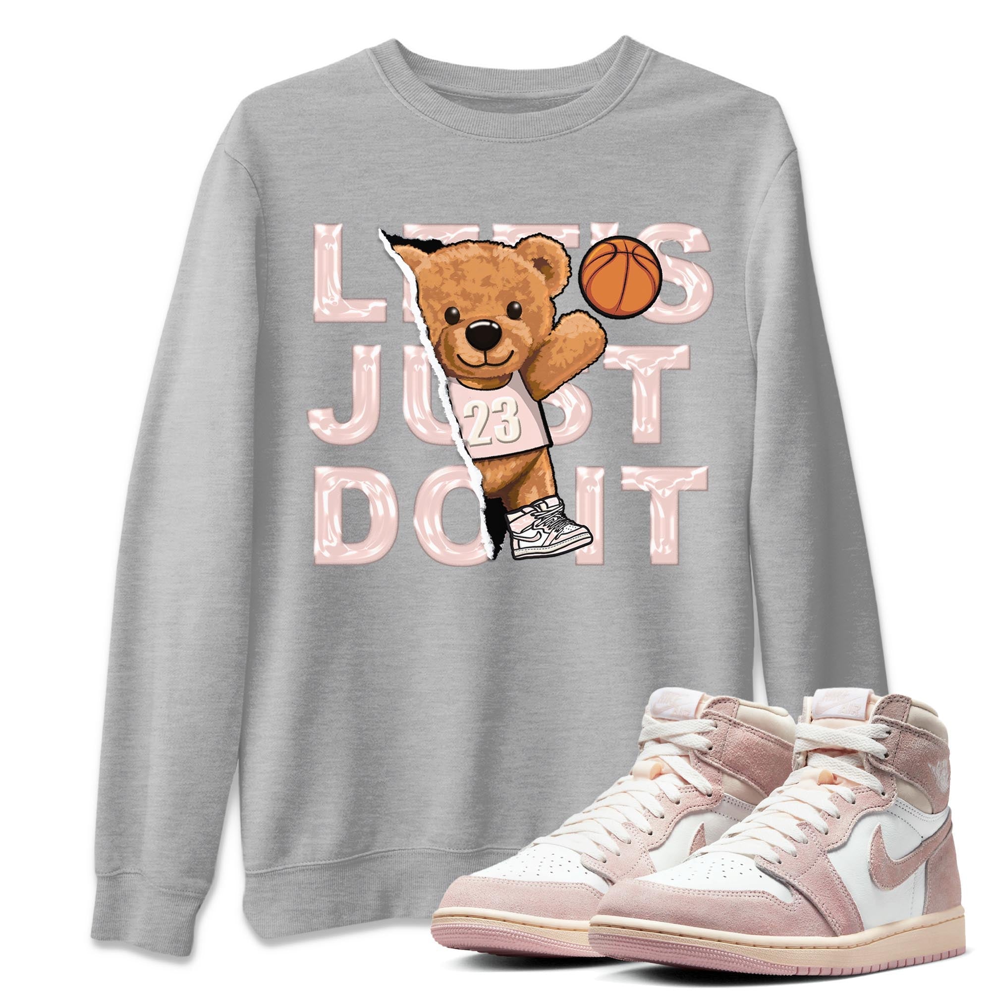 Air Jordan 1 Washed Pink Sneaker Match Tees Rip Out Bear Streetwear Sneaker Shirt AJ1 Washed Pink Sneaker Release Tees Unisex Shirts Heather Grey 1