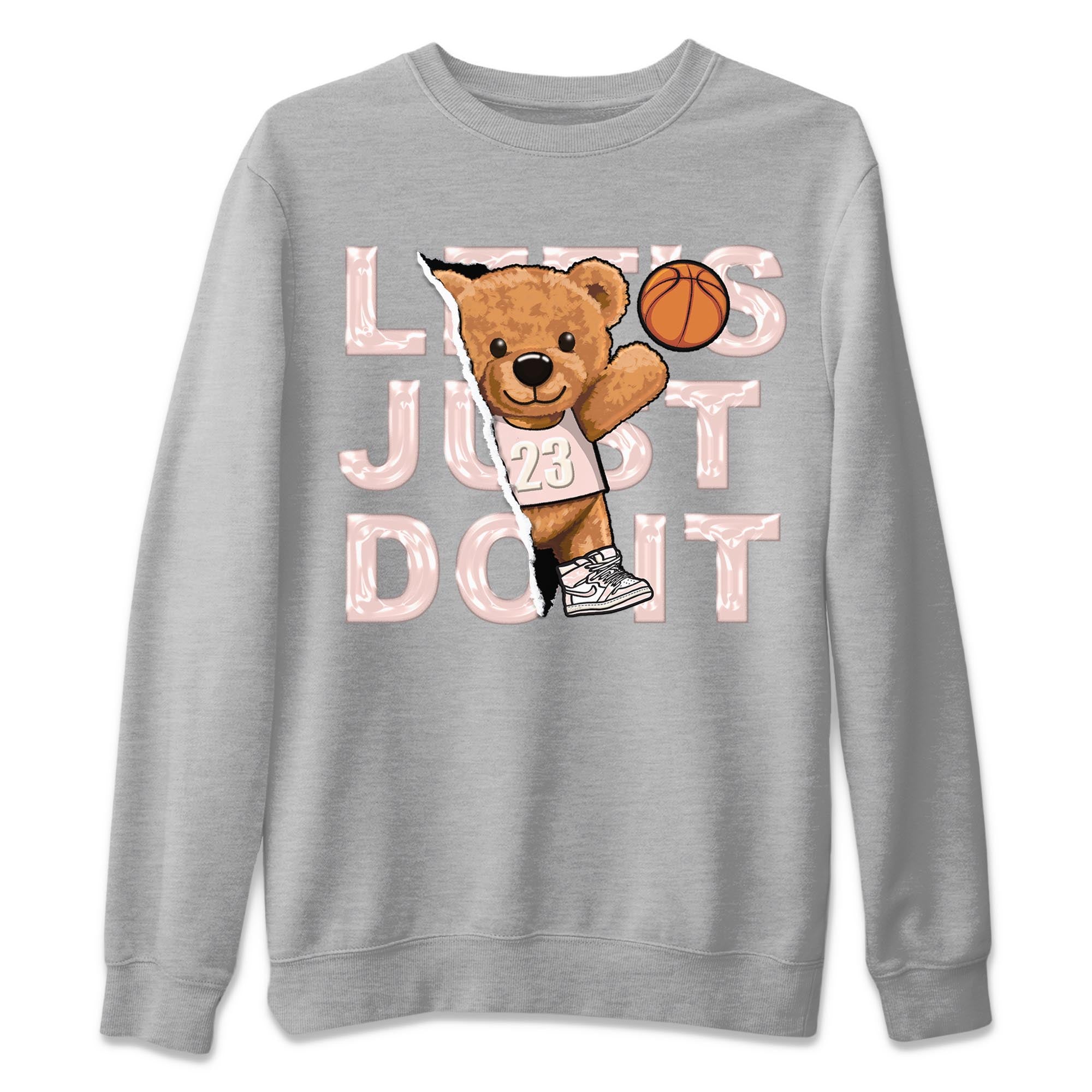 Air Jordan 1 Washed Pink Sneaker Match Tees Rip Out Bear Streetwear Sneaker Shirt AJ1 Washed Pink Sneaker Release Tees Unisex Shirts Heather Grey 2