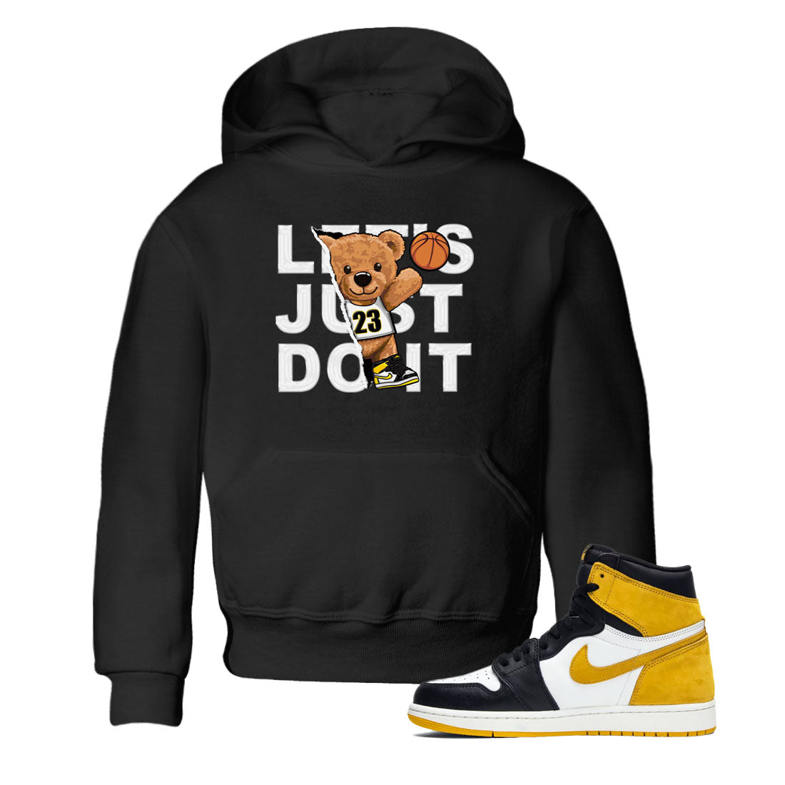 1s Yellow Ochre shirt to match jordans Rip Out Bear sneaker tees Air Jordan 1 High OG Yellow Ochre Drip Gear Zone baby toddler Black 1 cotton Shirt
