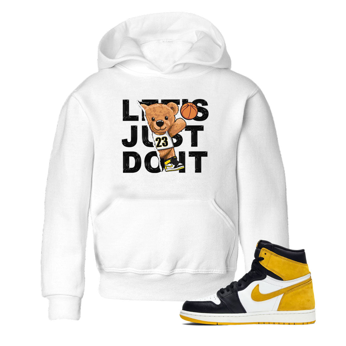 1s Yellow Ochre shirt to match jordans Rip Out Bear sneaker tees Air Jordan 1 High OG Yellow Ochre Drip Gear Zone baby toddler White 1 cotton Shirt