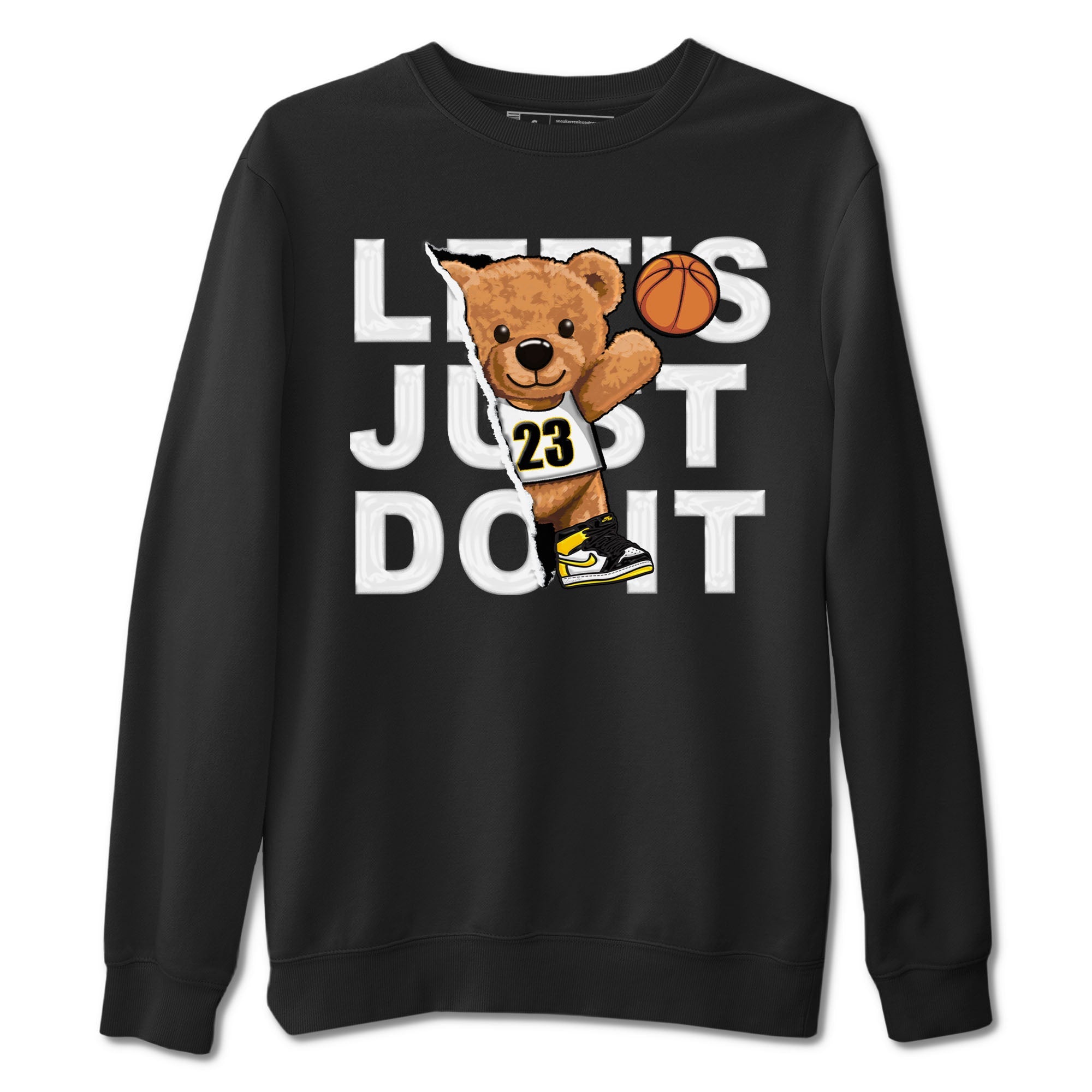 1s Yellow Ochre shirt to match jordans Rip Out Bear sneaker tees Air Jordan 1 High OG Yellow Ochre Drip Gear Zone unisex cotton Black 2 crew neck shirt