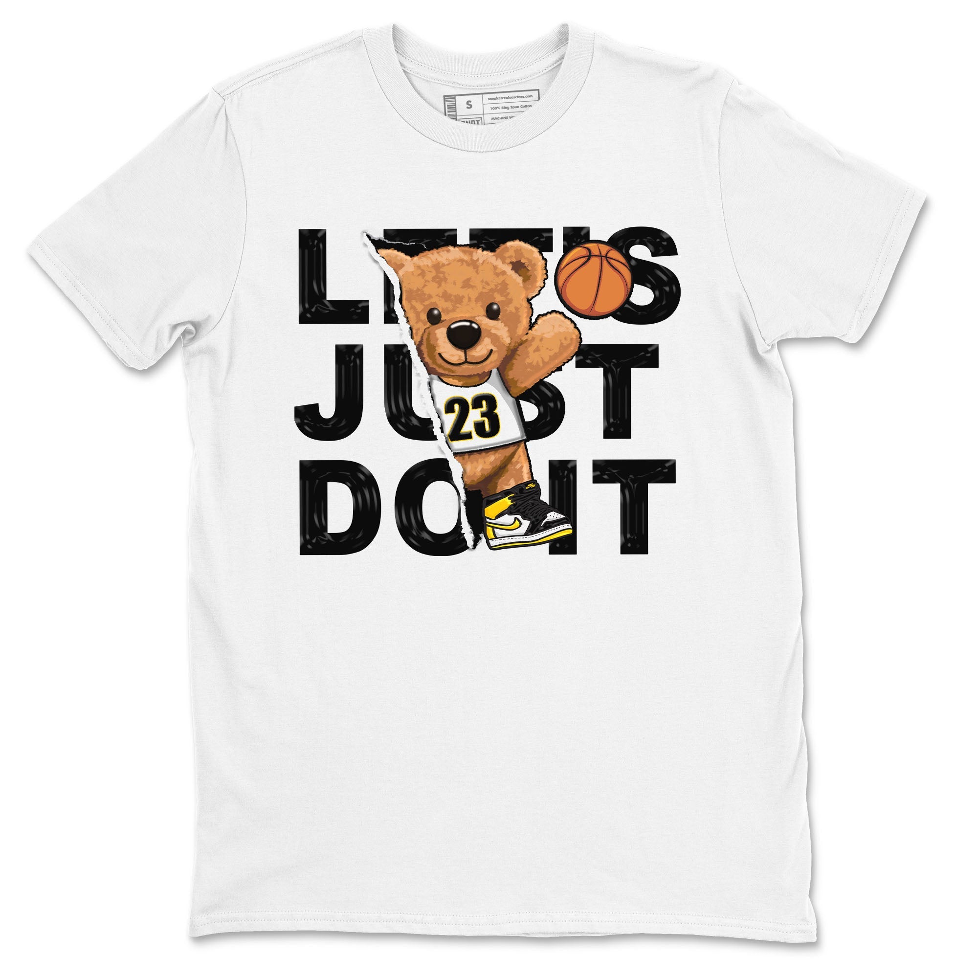 1s Yellow Ochre shirt to match jordans Rip Out Bear sneaker tees Air Jordan 1 High OG Yellow Ochre Drip Gear Zone unisex cotton White 2 crew neck shirt