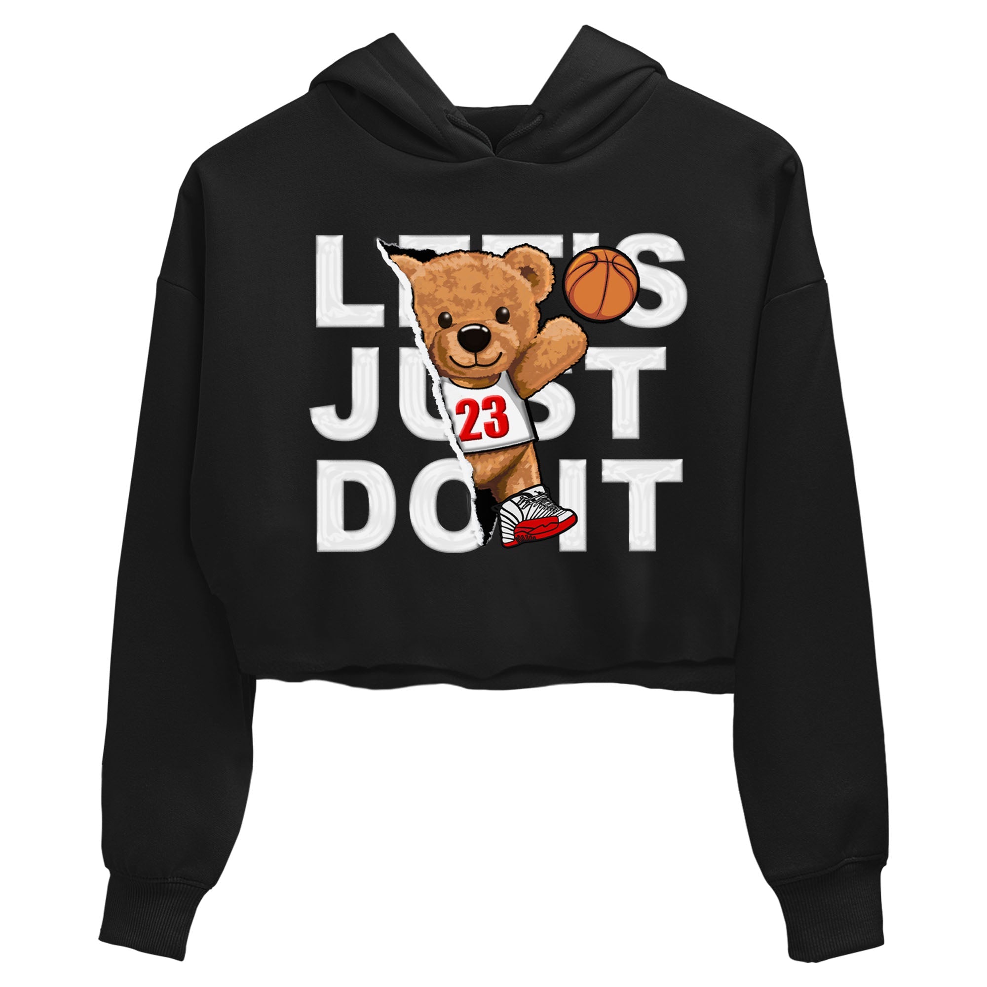 Jordan 12 Retro Cherry shirt to match jordans Varsity Red Rip Out Bear special sneaker matching tees 12s Cherry Drip Gear Zone Black 2 Crop T-Shirt