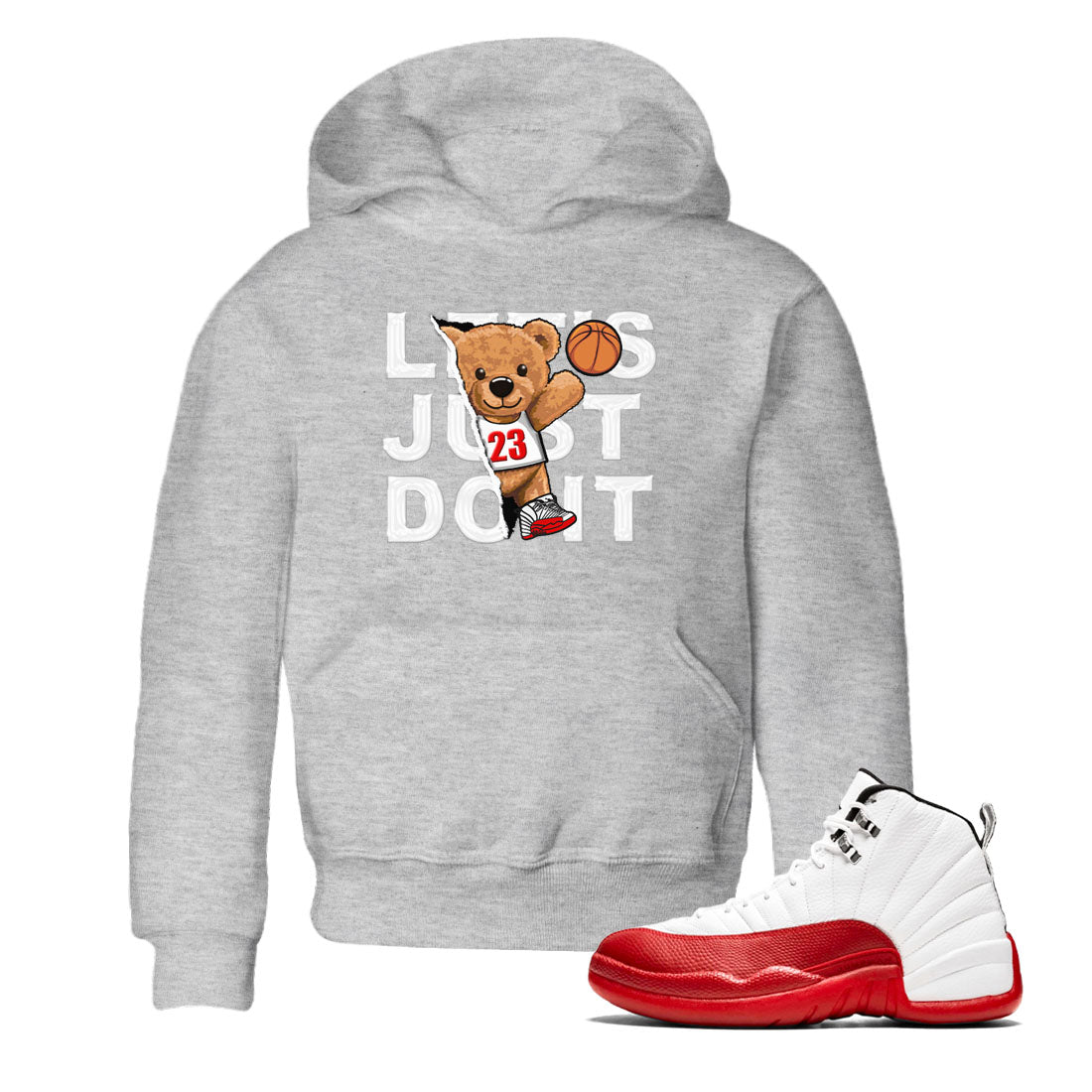 Jordan 12 Retro Cherry shirt to match jordans Varsity Red Rip Out Bear special sneaker matching tees 12s Cherry Drip Gear Zone Baby Toddler Heather Grey 1 T-Shirt