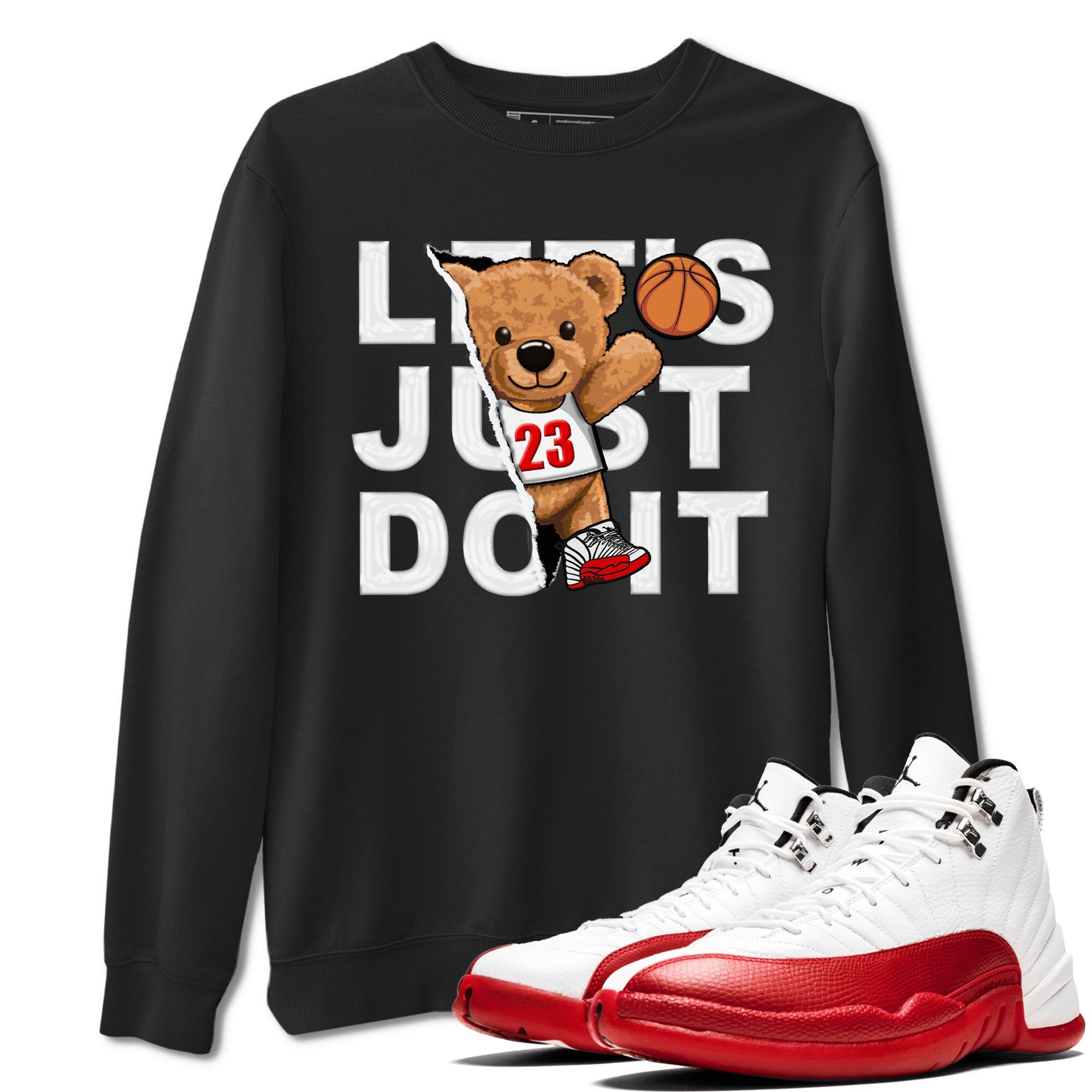 Jordan 12 Retro Cherry shirt to match jordans Varsity Red Rip Out Bear special sneaker matching tees 12s Cherry Drip Gear Zone Unisex Black 1 T-Shirt