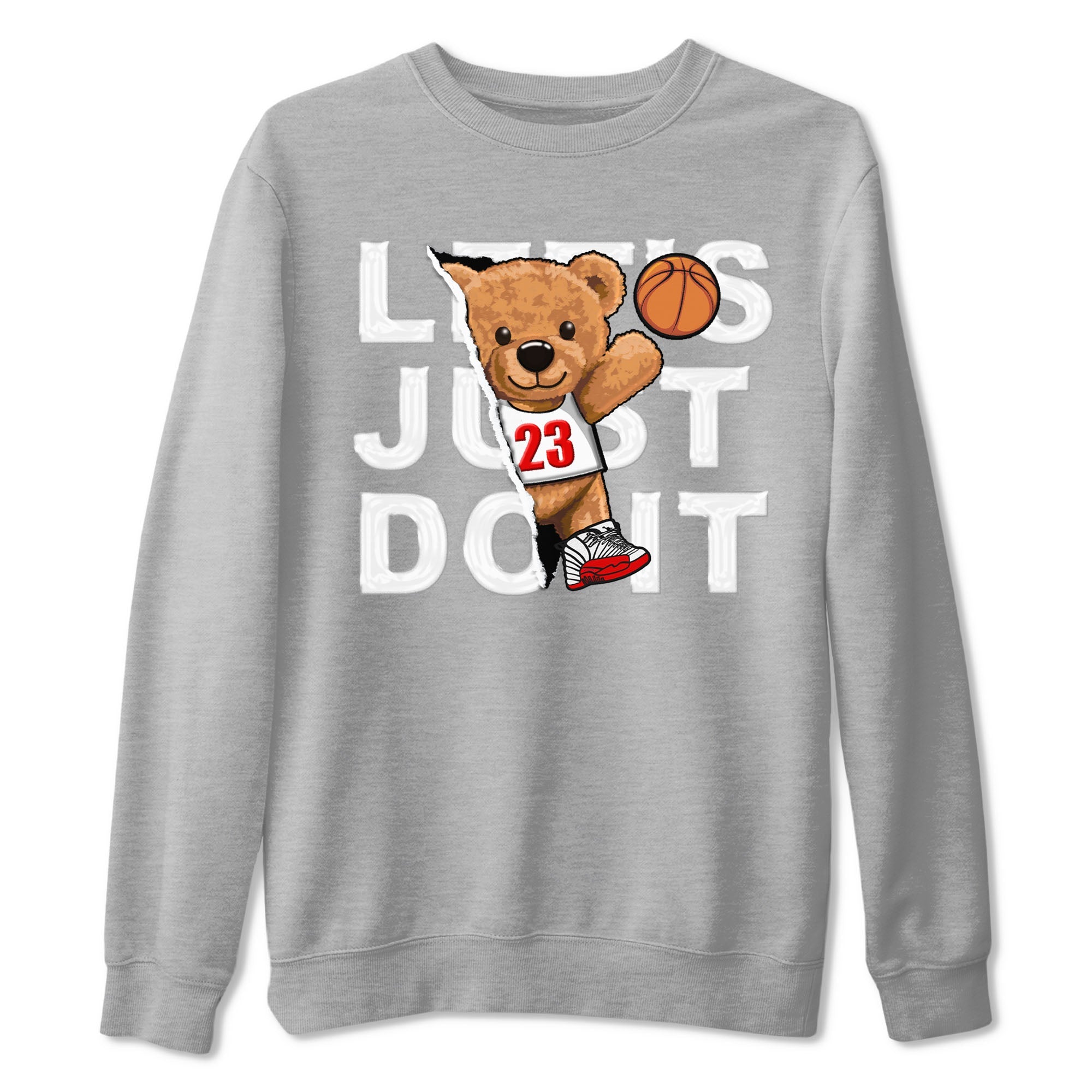 Jordan 12 Retro Cherry shirt to match jordans Varsity Red Rip Out Bear special sneaker matching tees 12s Cherry Drip Gear Zone Unisex Heather Grey 2 T-Shirt