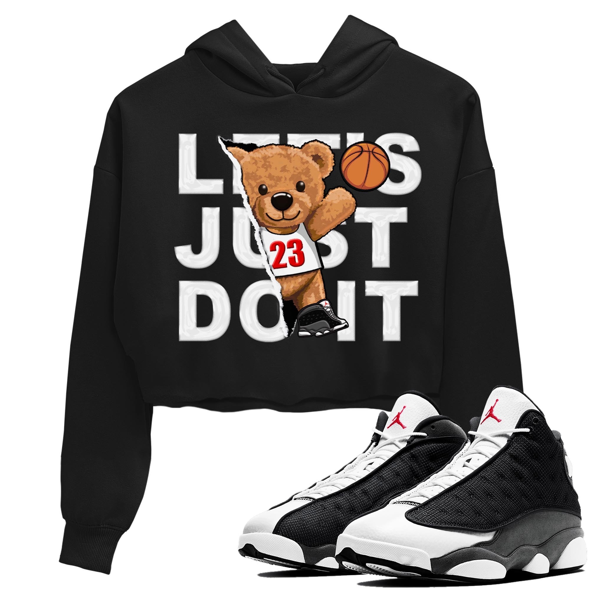 Air Jordan 13 Black Flint Sneaker Match Tees Rip Out Bear Streetwear Sneaker Shirt AJ 13s Black Flint Sneaker Release Tees Women's Shirts Black 1