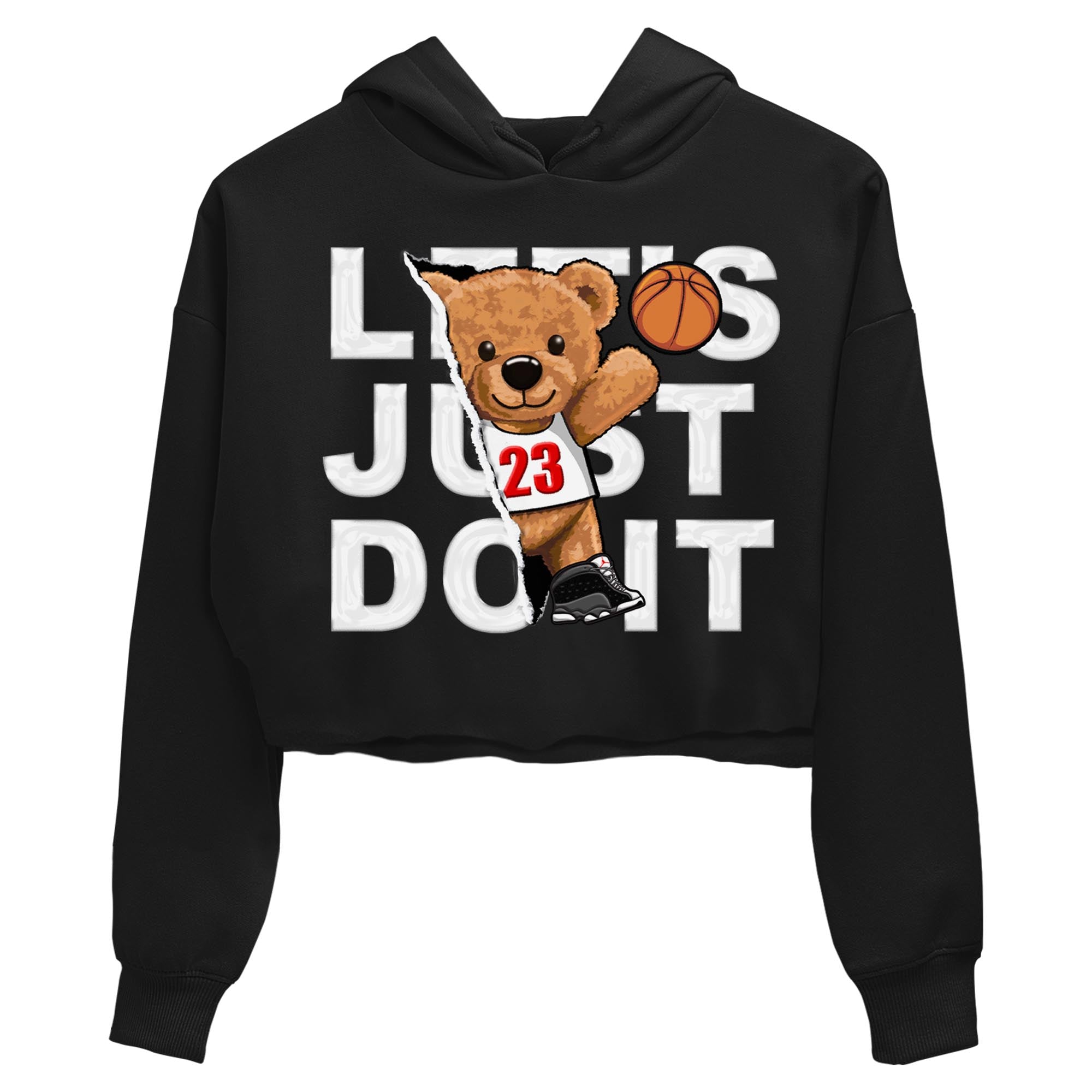 Air Jordan 13 Black Flint Rip Out Bear WMNS Cotton Sneaker Hoodie Air Jordan 13 Black Flint Sneaker Crop Hoodie Washing and Care Tip