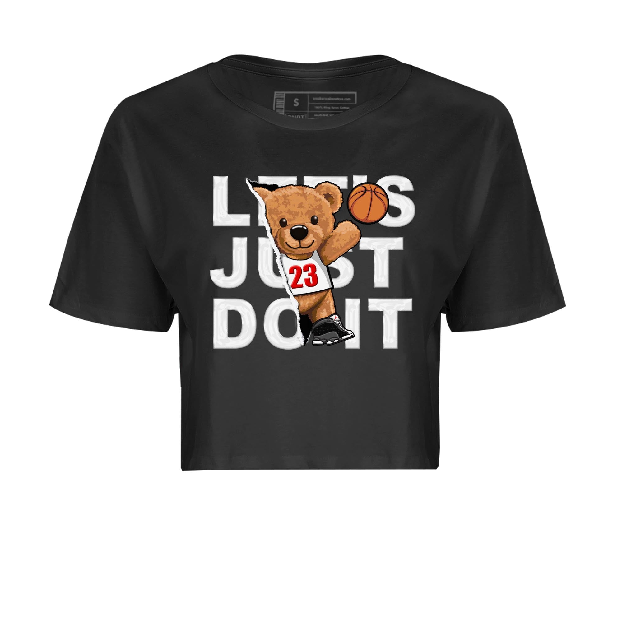 Air Jordan 13 Black Flint Sneaker Match Tees Rip Out Bear Streetwear Sneaker Shirt AJ 13s Black Flint Sneaker Release Tees Women's Shirts Black 2