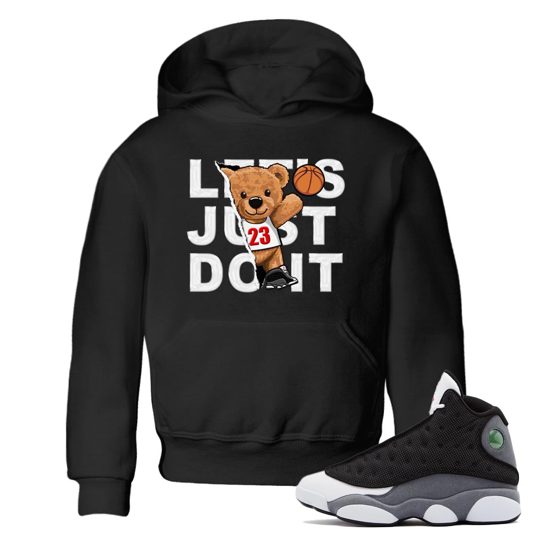 Air Jordan 13 Black Flint Rip Out Bear Baby and Kids Streetwear Sneaker Shirt AJ 13s Black Flint Kids Streetwear Sneaker Shirt Washing and Care Tip