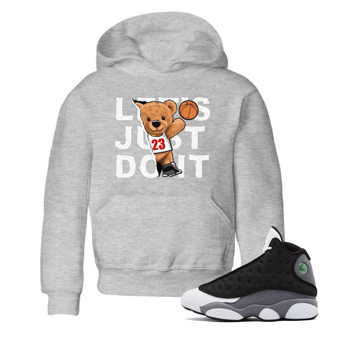 Air Jordan 13 Black Flint Sneaker Match Tees Rip Out Bear Streetwear Sneaker Shirt AJ 13s Black Flint Sneaker Release Tees Kids Shirts Heather Grey 1