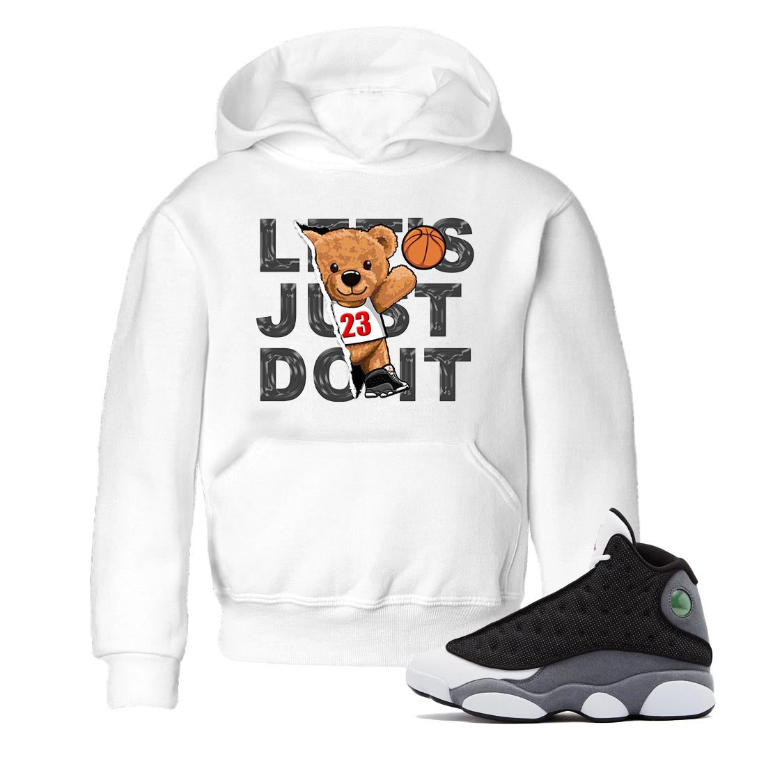 Air Jordan 13 Black Flint Sneaker Match Tees Rip Out Bear Streetwear Sneaker Shirt AJ 13s Black Flint Sneaker Release Tees Kids Shirts White 1